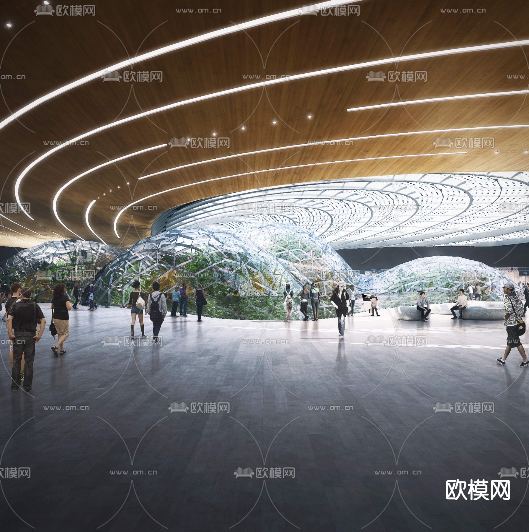 现代商场中庭3d模型下载