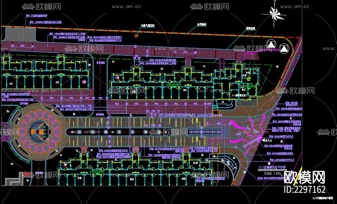 新中式景墙入口CAD施工图下载（渲染图6）
