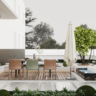  现代庭院露台su模型 