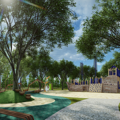  现代儿童活动乐园su模型 