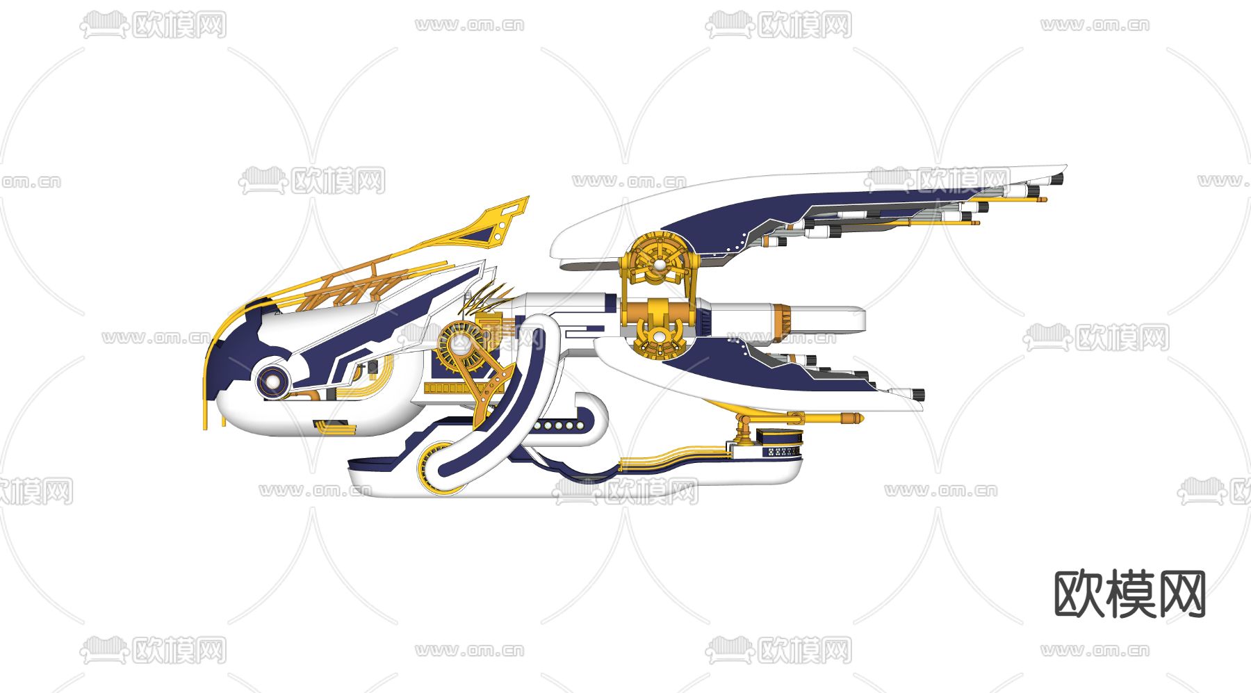 战舰飞船潮玩手办su模型下载（渲染图1）