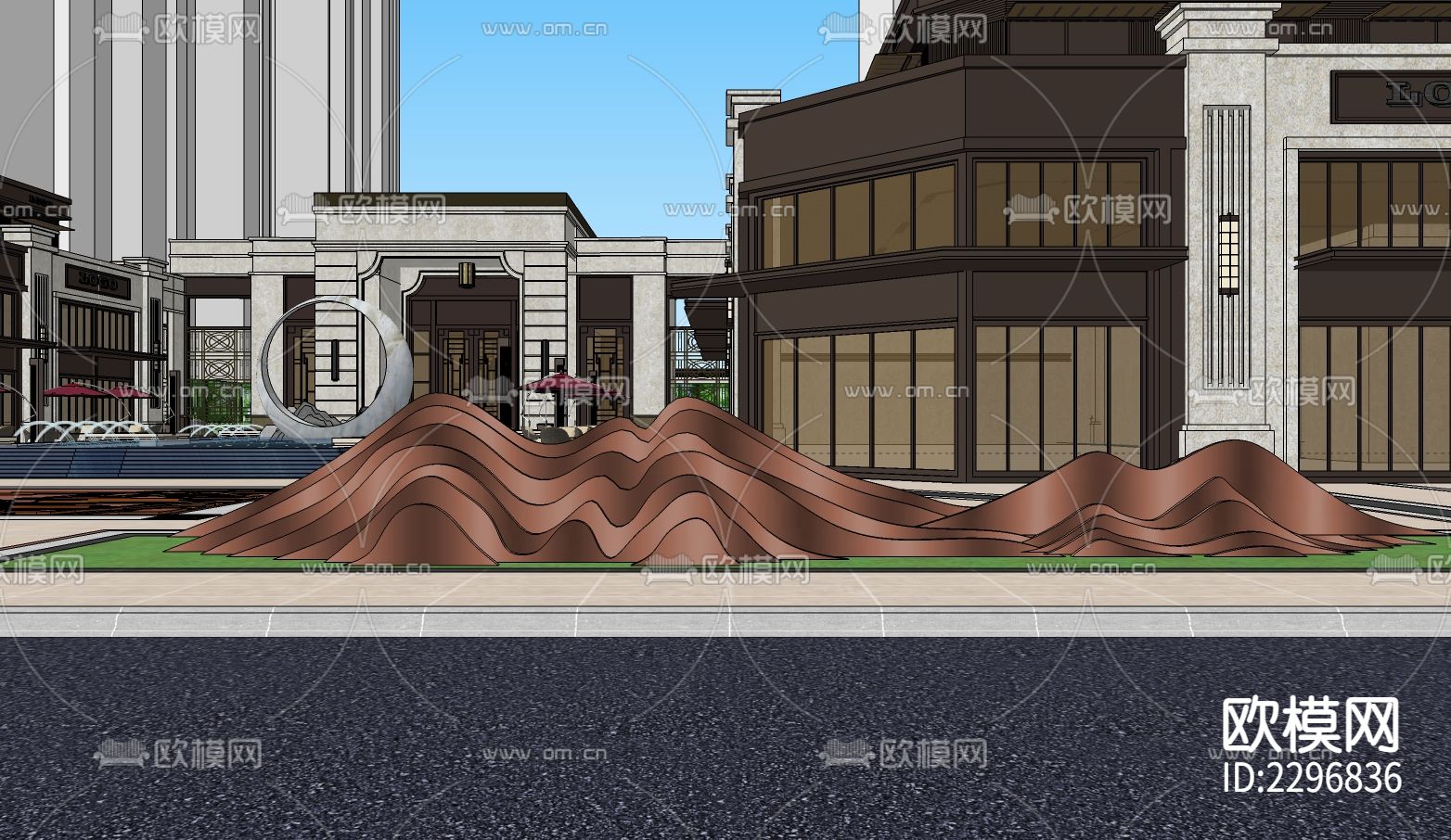 山水景墙cad大样图下载（渲染图9）