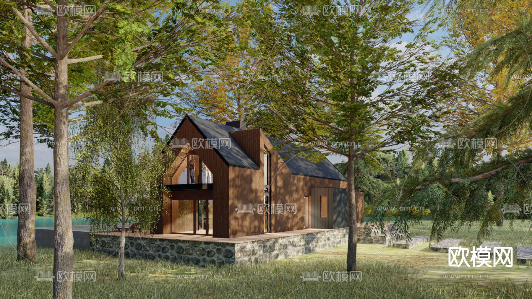 现代民宿建筑外观su模型