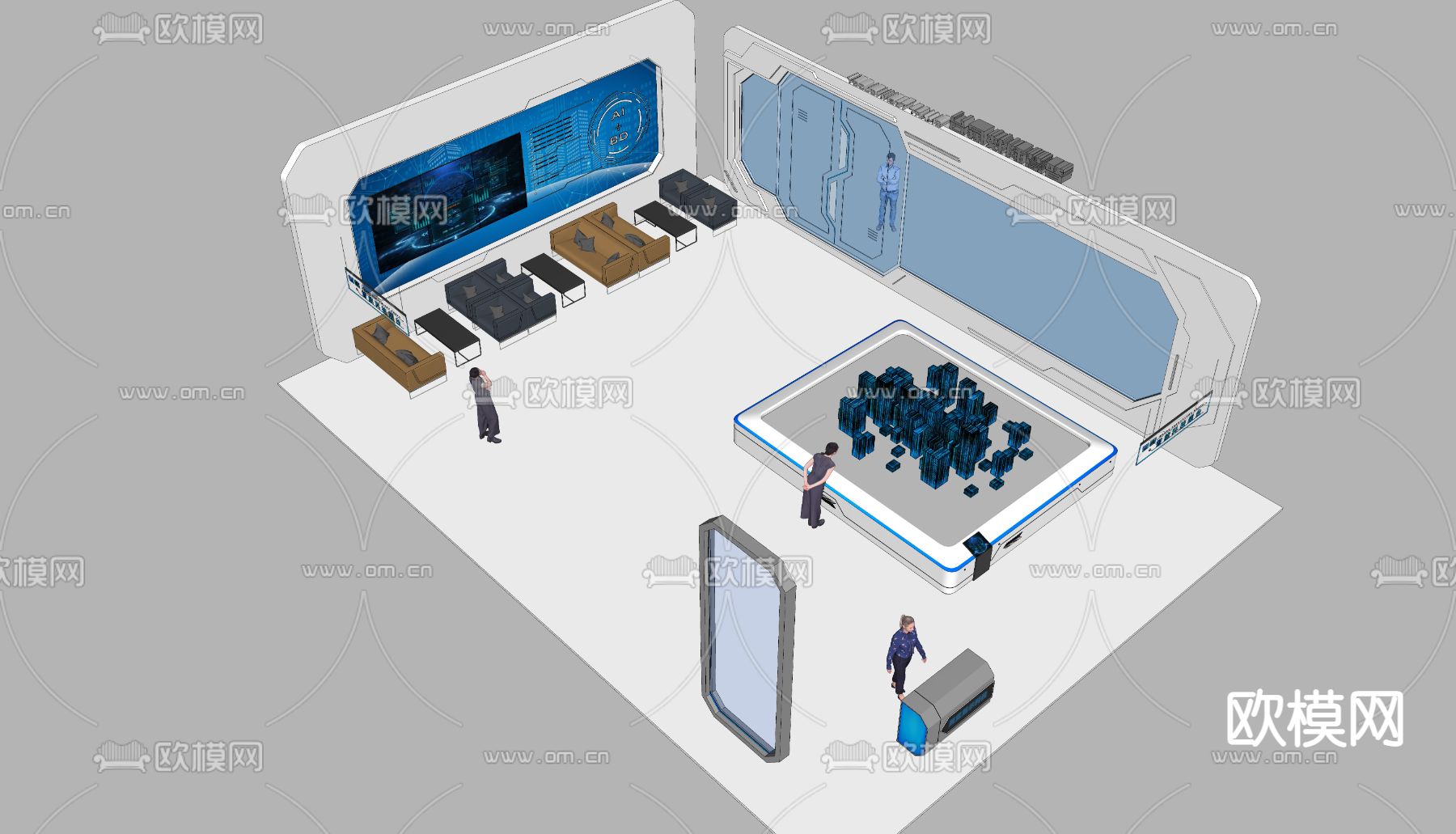 现代科技展厅展台su模型下载（渲染图3）