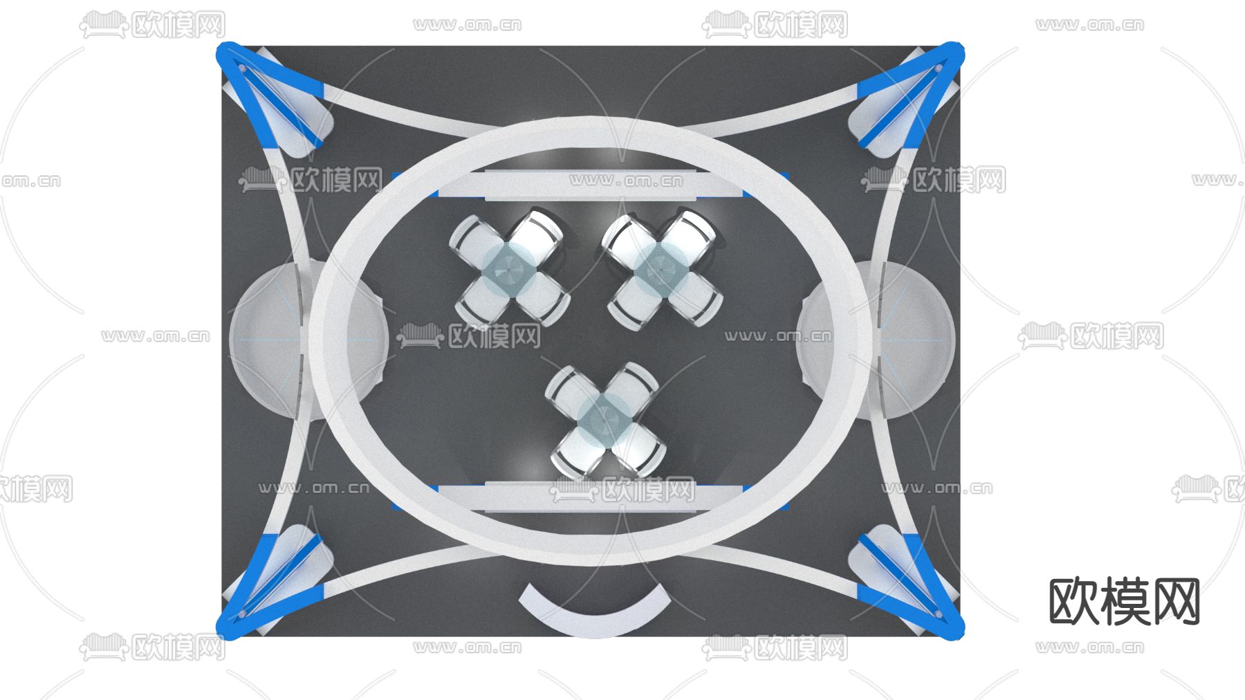 现代展厅展台su模型下载（渲染图5）