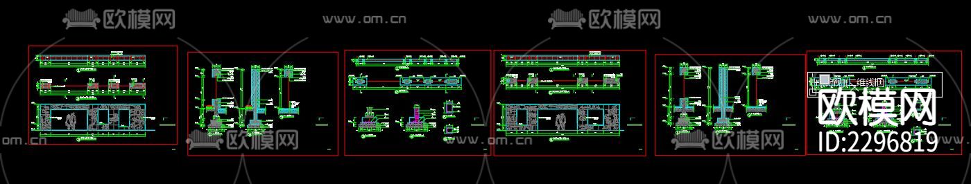 文化景墙cad大样图下载（渲染图2）