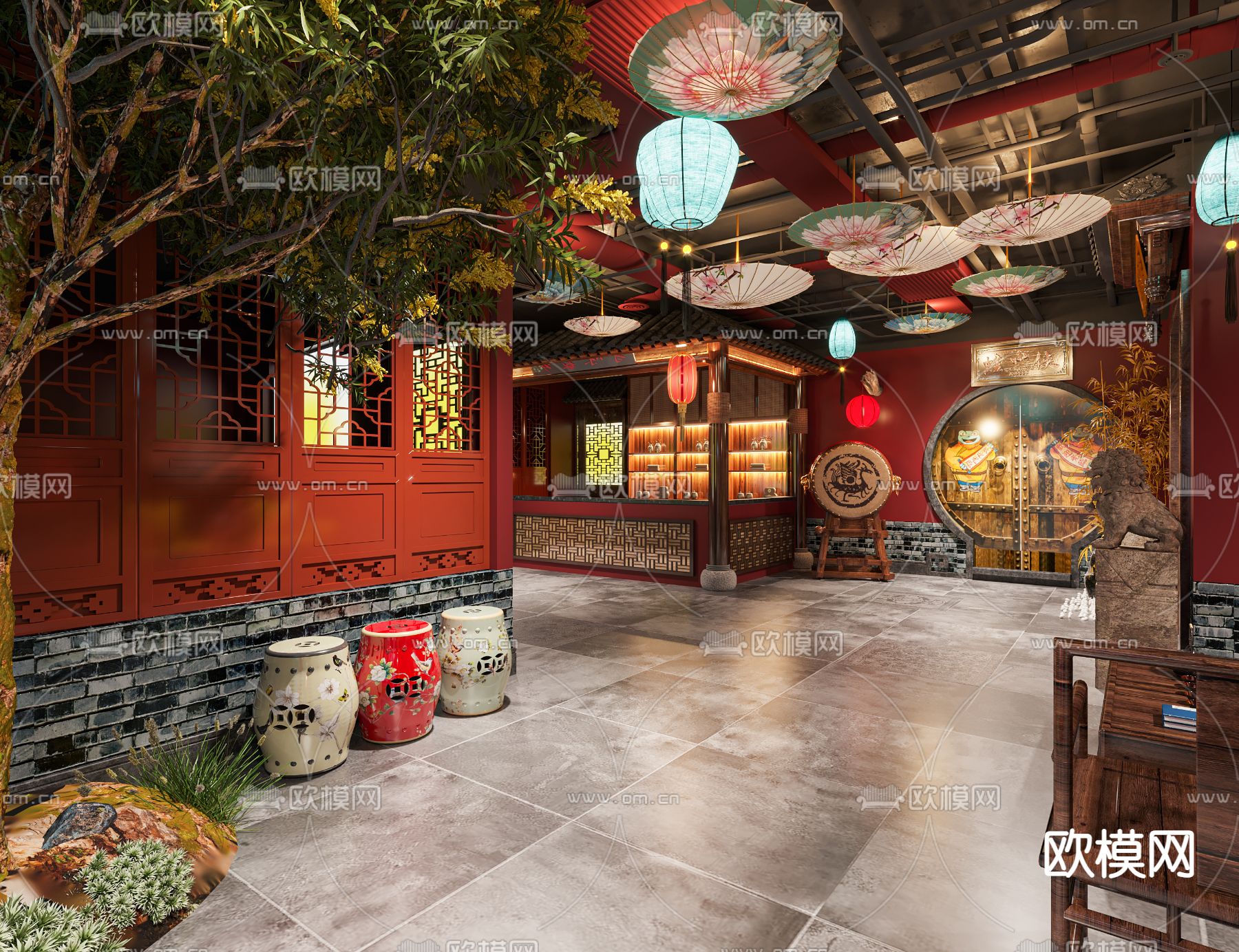 新中式密室逃脱3d模型下载（渲染图3）