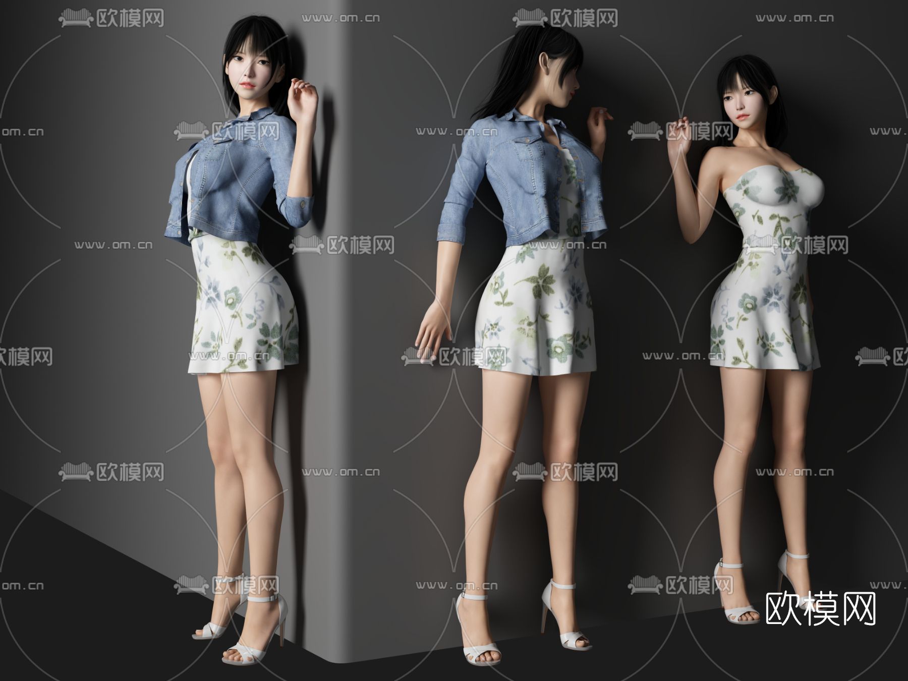 现代女性人物3d模型下载