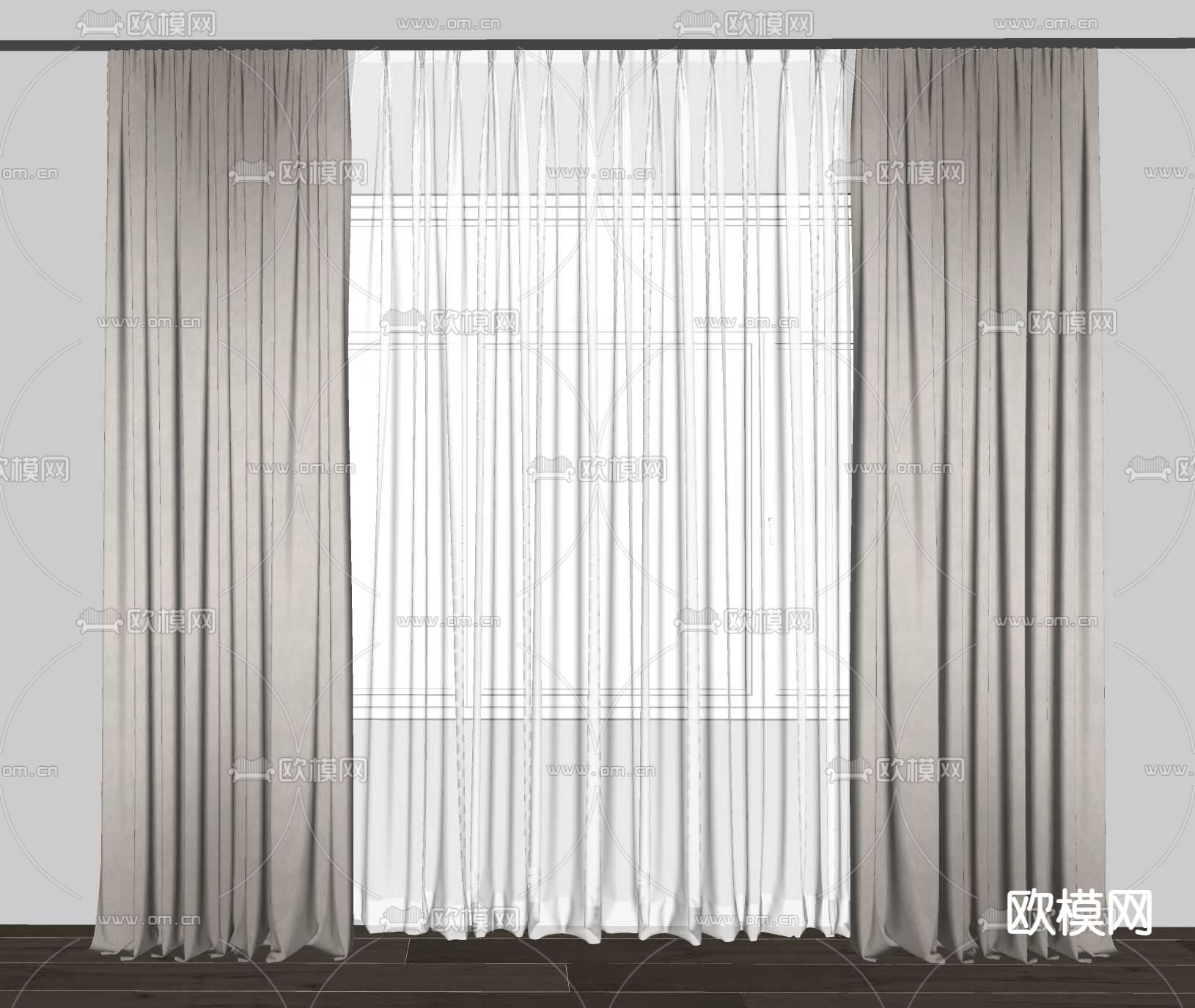 现代窗帘su模型下载（渲染图2）