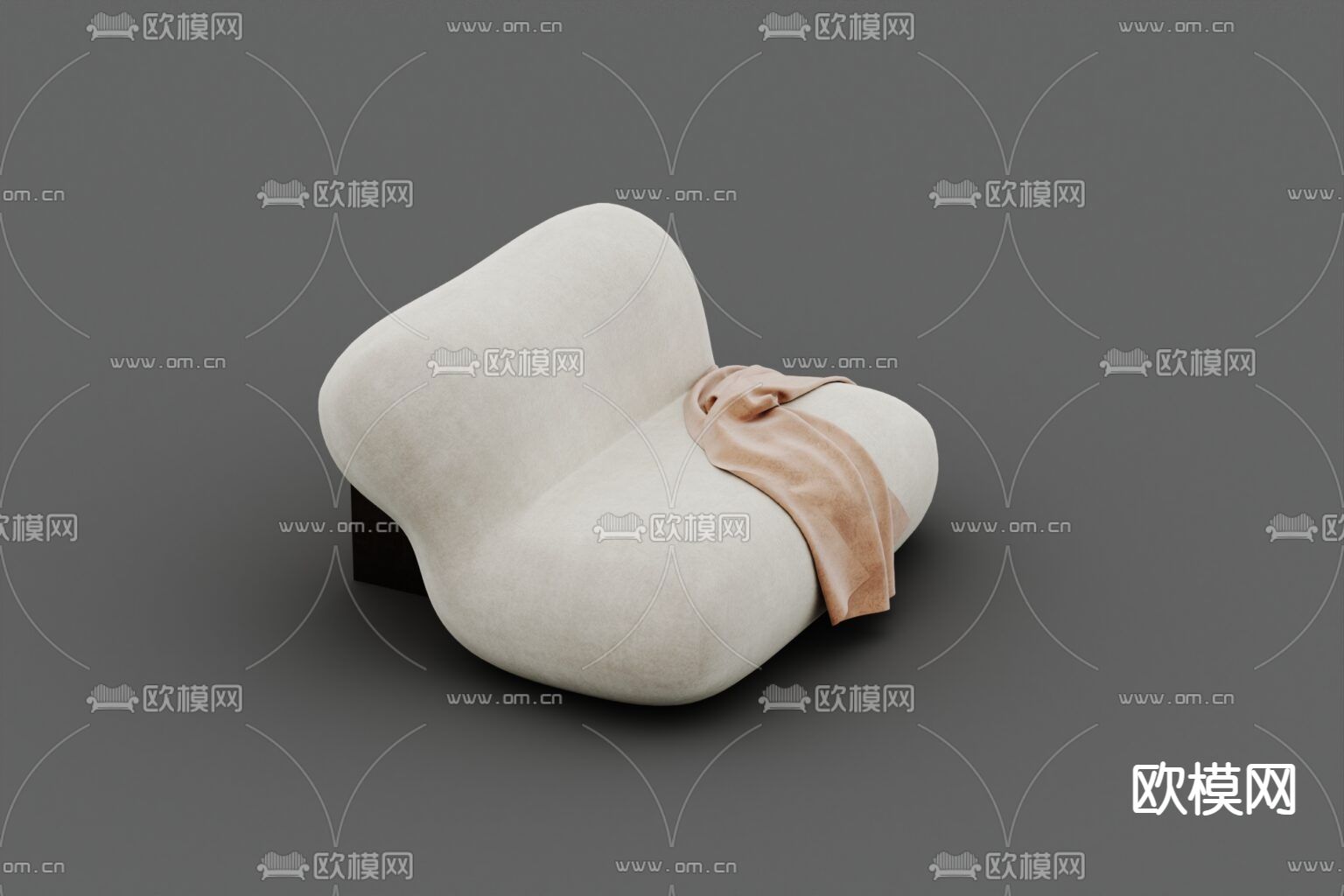 现代简约布艺实木休闲沙发免费3d模型下载