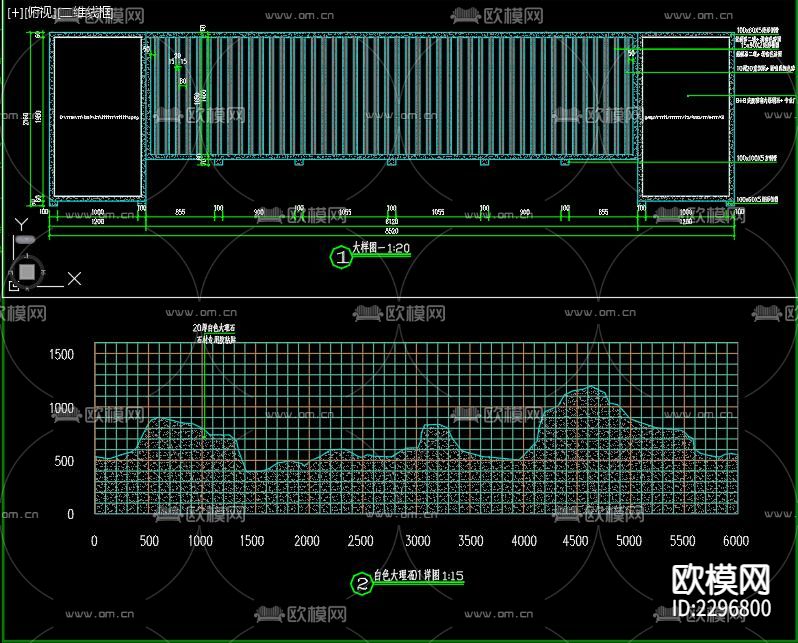 新中式文化景墙cad大样图下载（渲染图6）