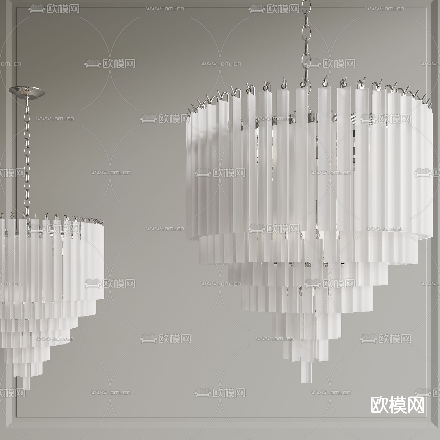 现代多层吊灯3d模型下载_ID12136017_3dmax免费模型-欧模网