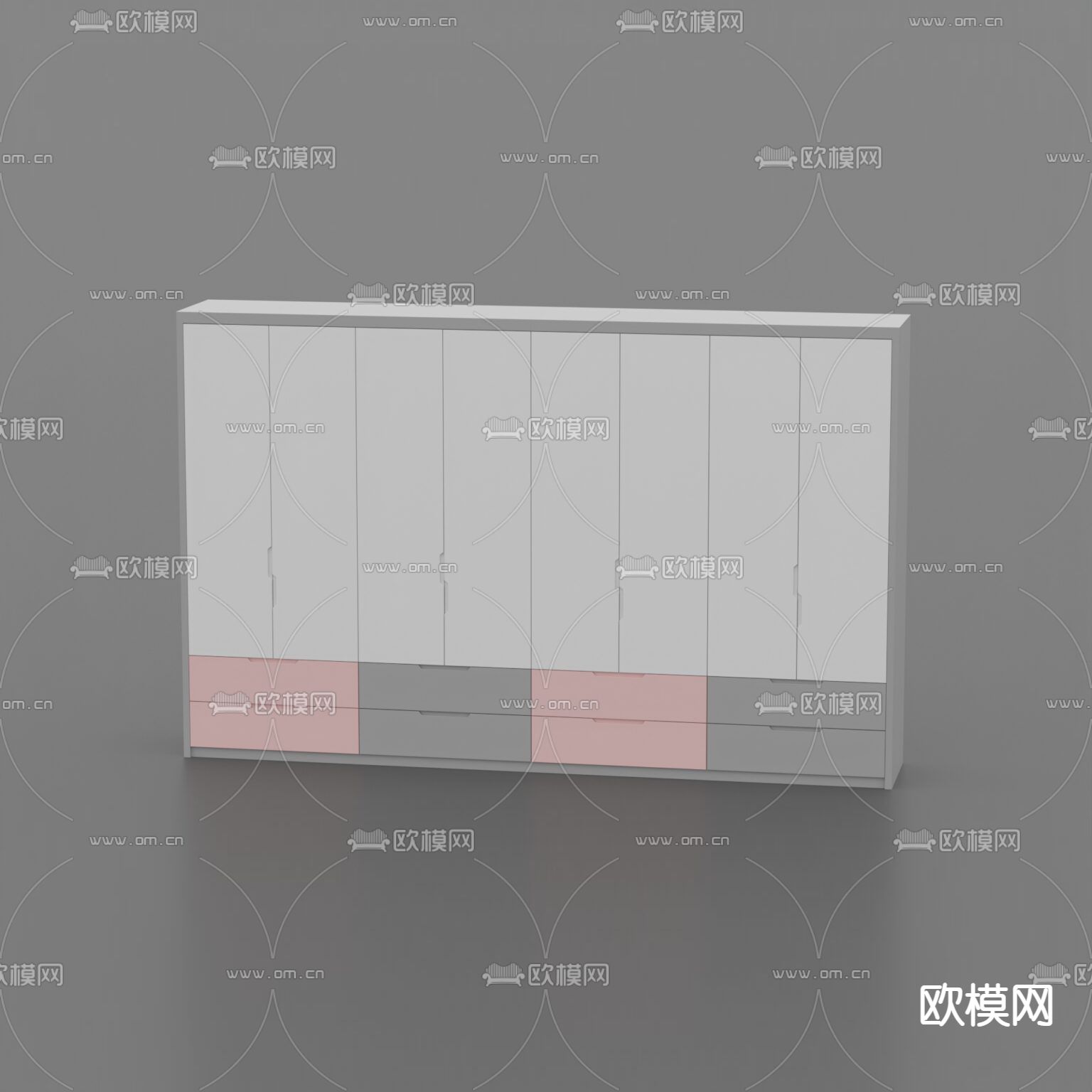 北欧简约实木衣柜免费3d模型下载