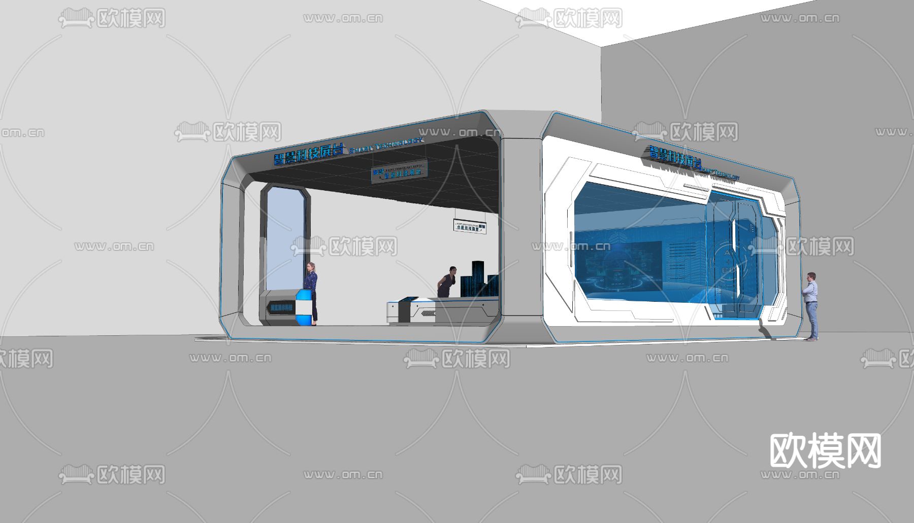 现代科技展厅展台su模型下载（渲染图2）