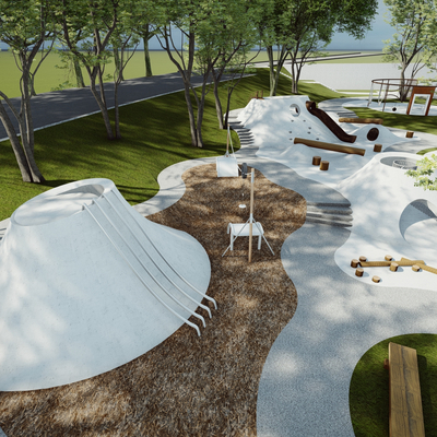  现代户外拓展亲子儿童活动乐园su模型 