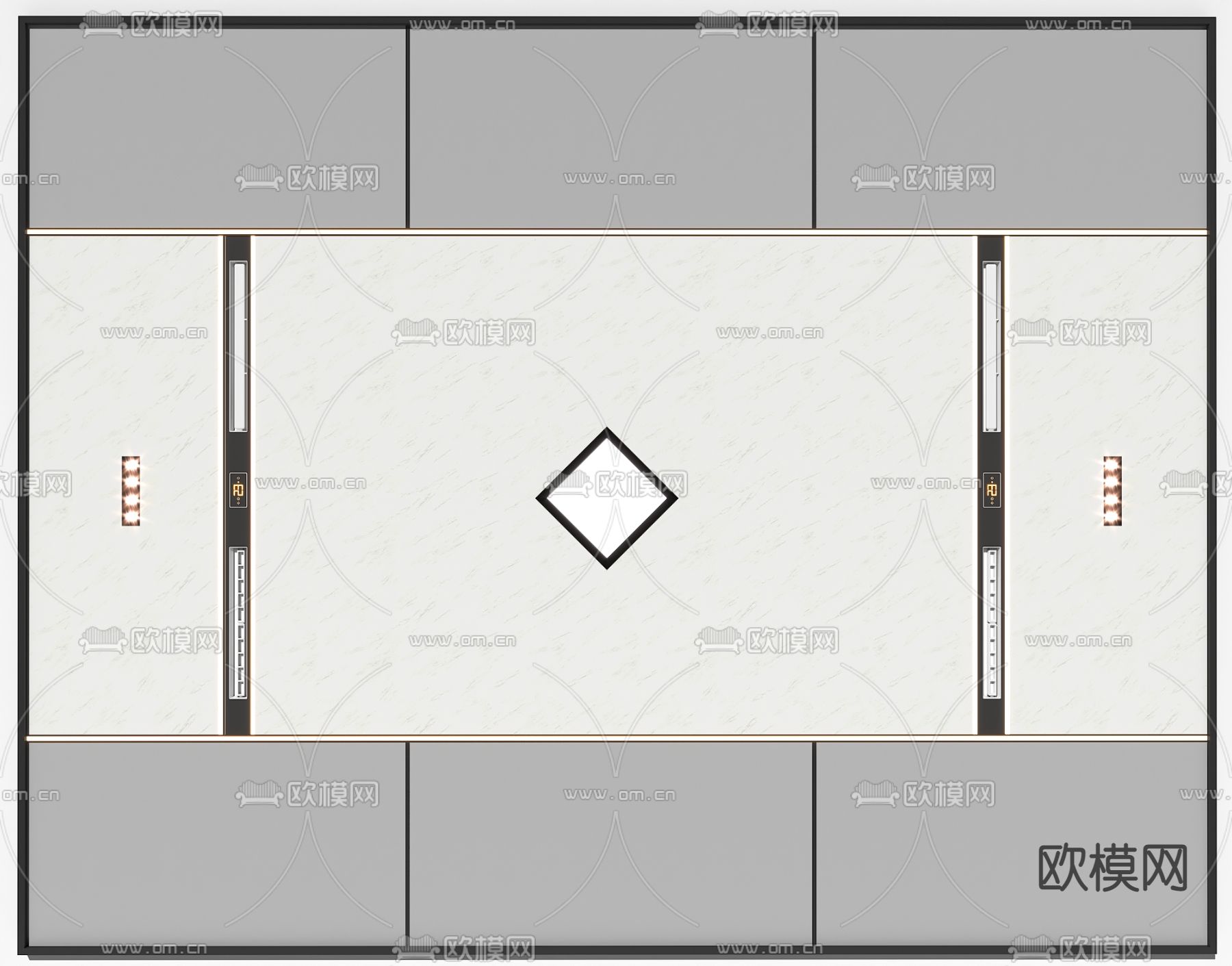 蜂窝大板吊灯  铝扣板3d模型