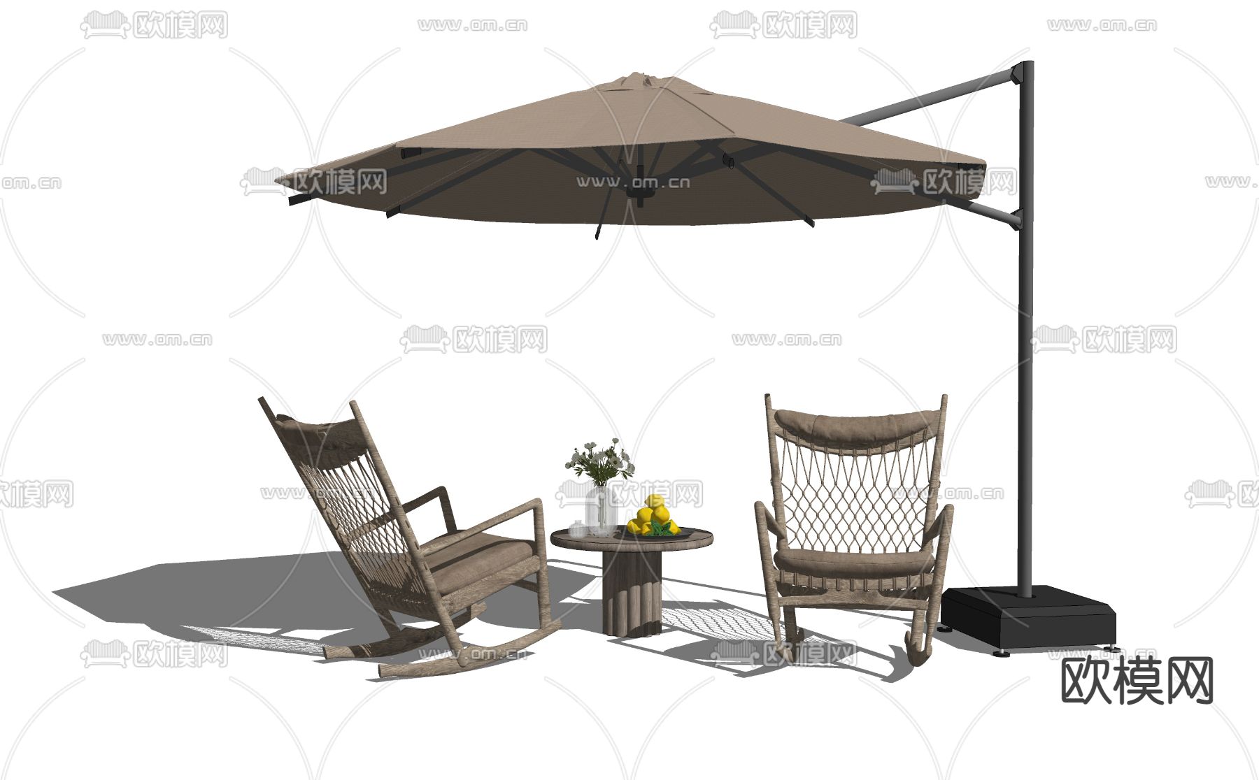 侘寂户外休闲椅su模型下载（渲染图2）