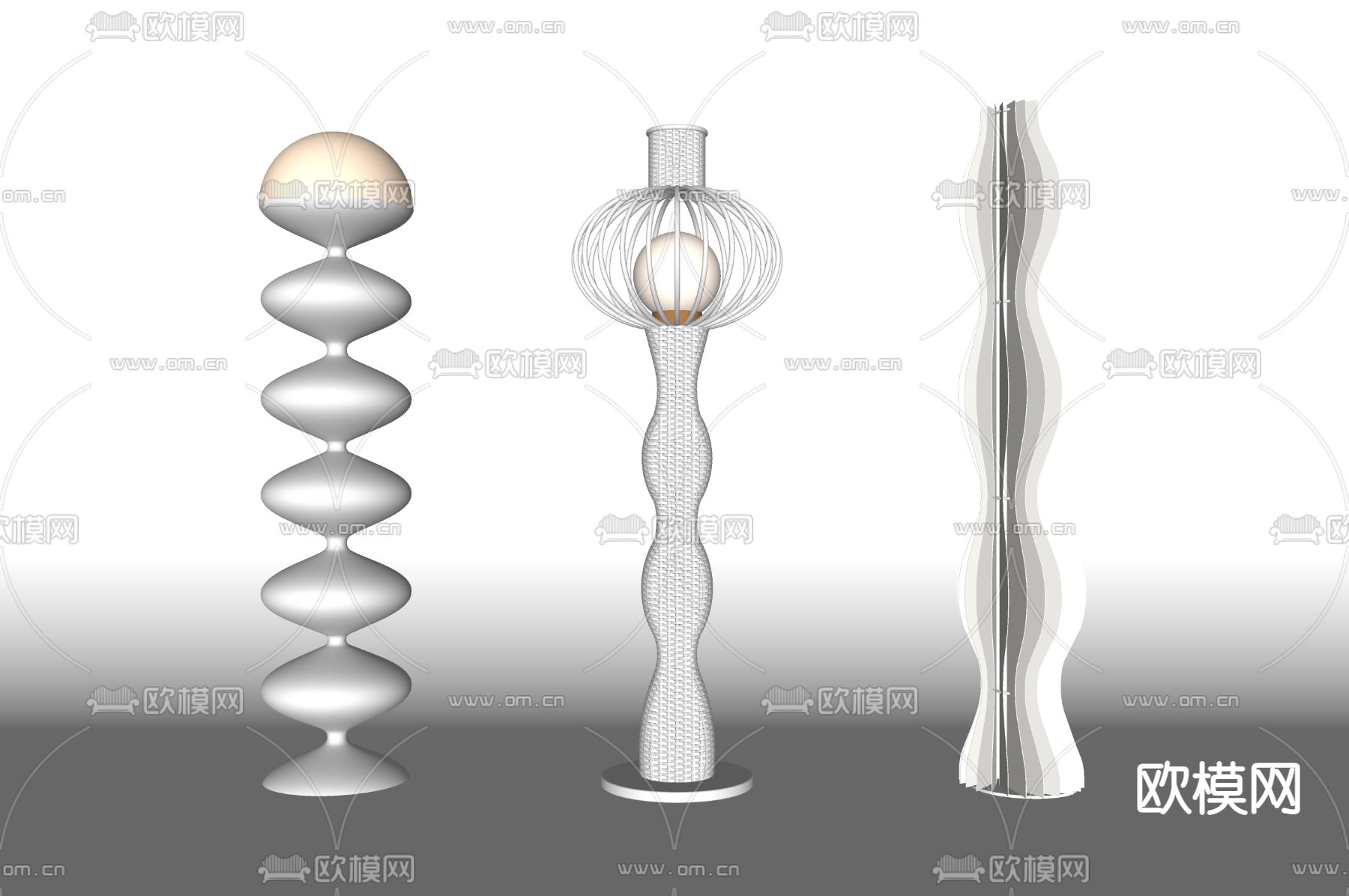 侘寂风落地灯su模型下载（渲染图2）