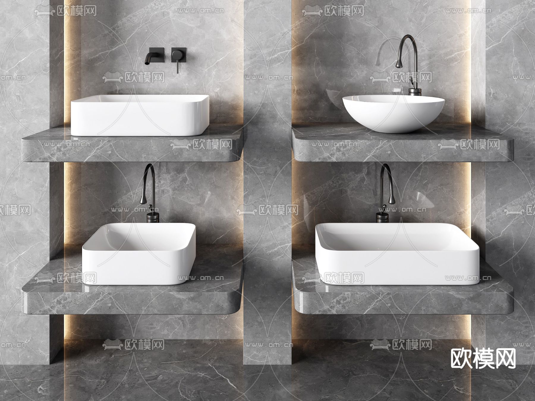 现代洗手盆 台盆3d模型下载