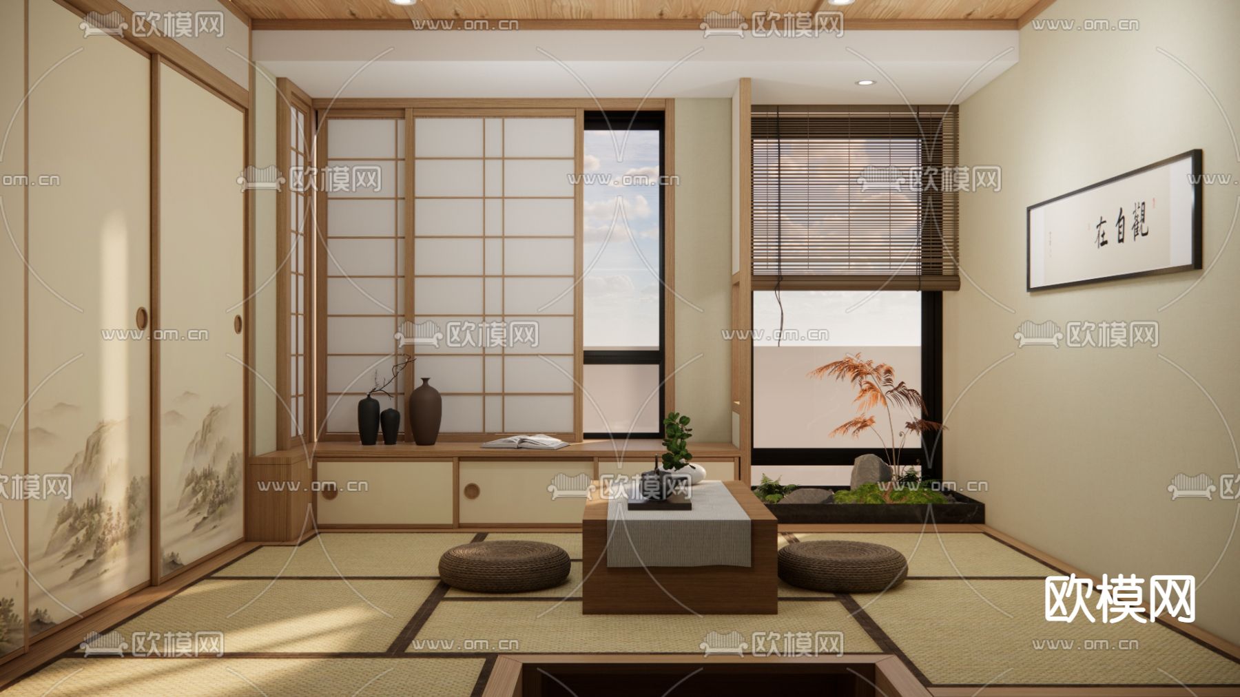 日式榻榻米茶室su模型下载（渲染图2）