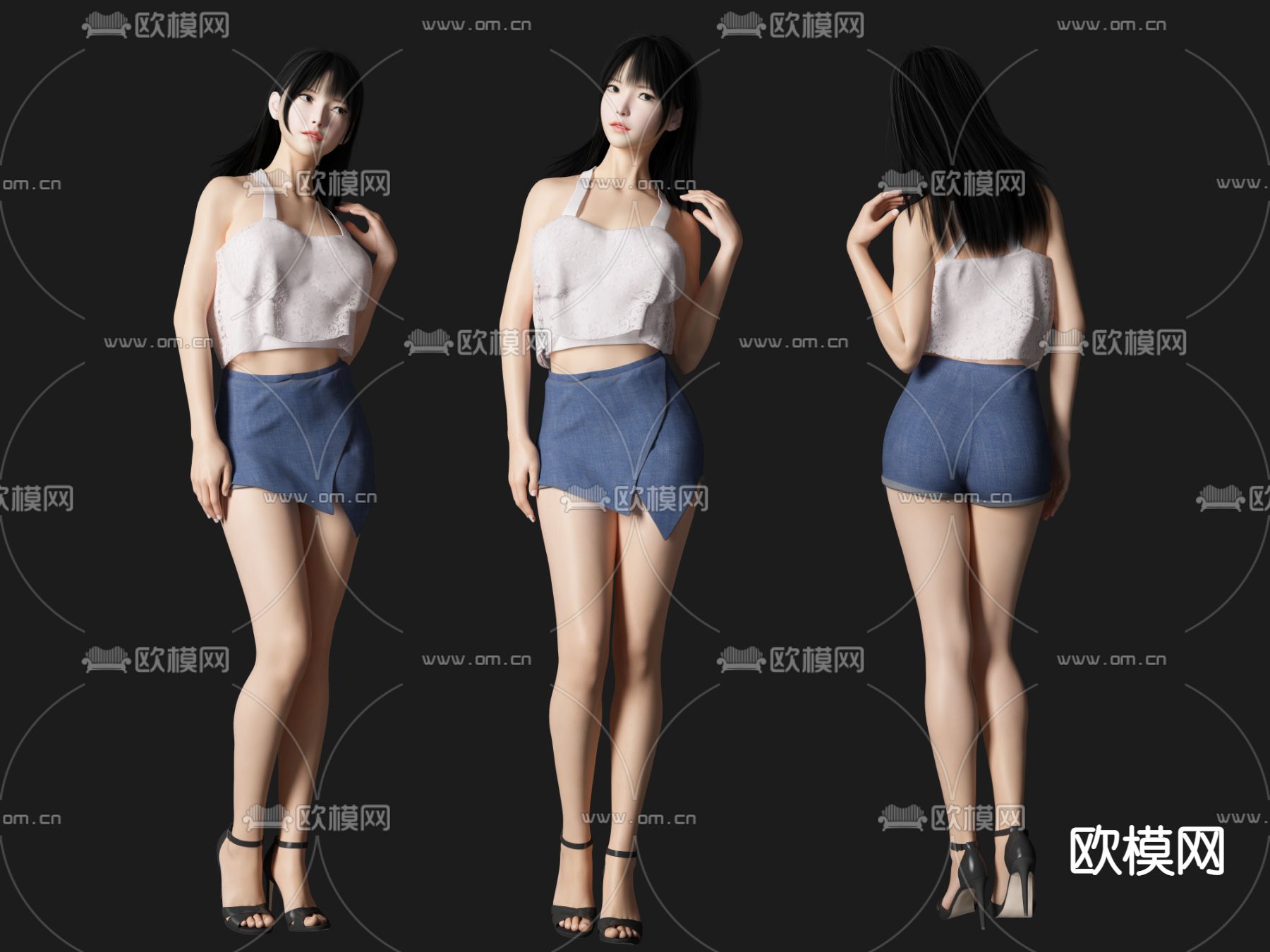 现代气质美女人物3d模型下载