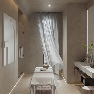  侘寂风SPA包房su模型 