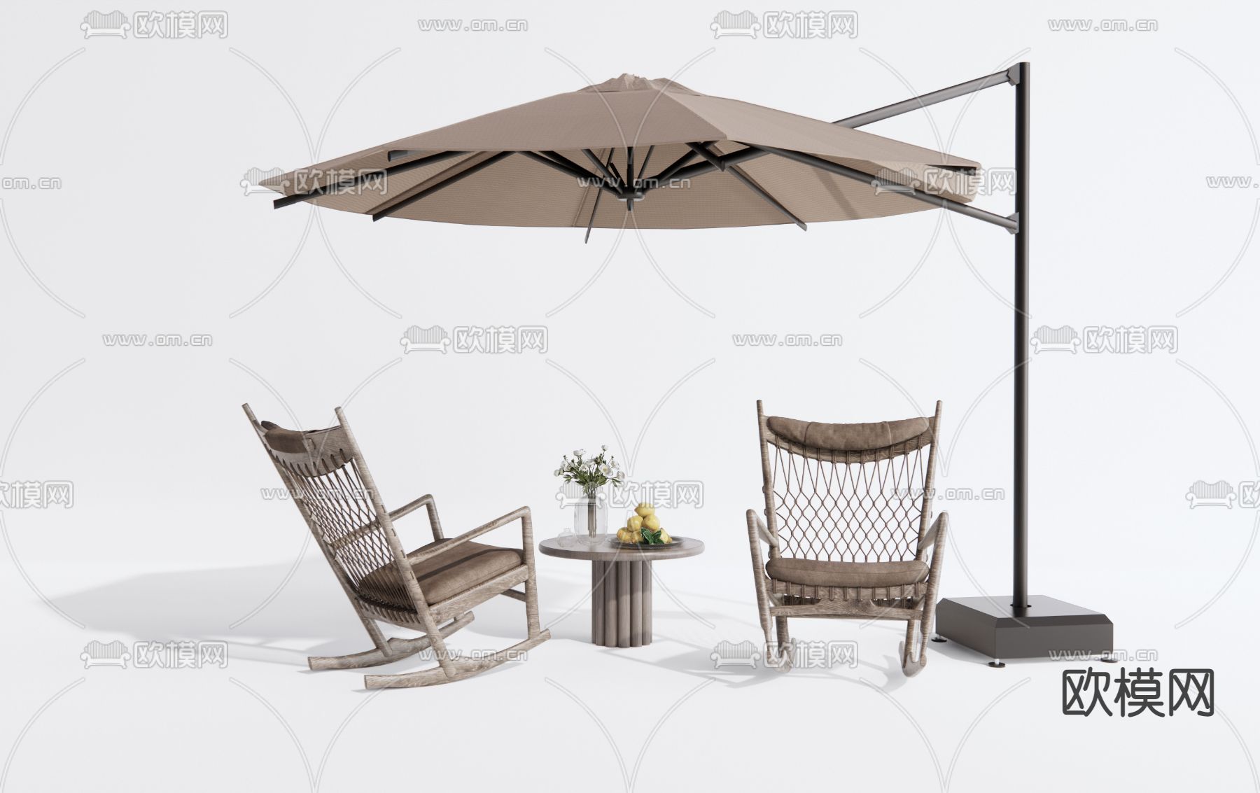 侘寂户外休闲椅su模型下载（渲染图1）