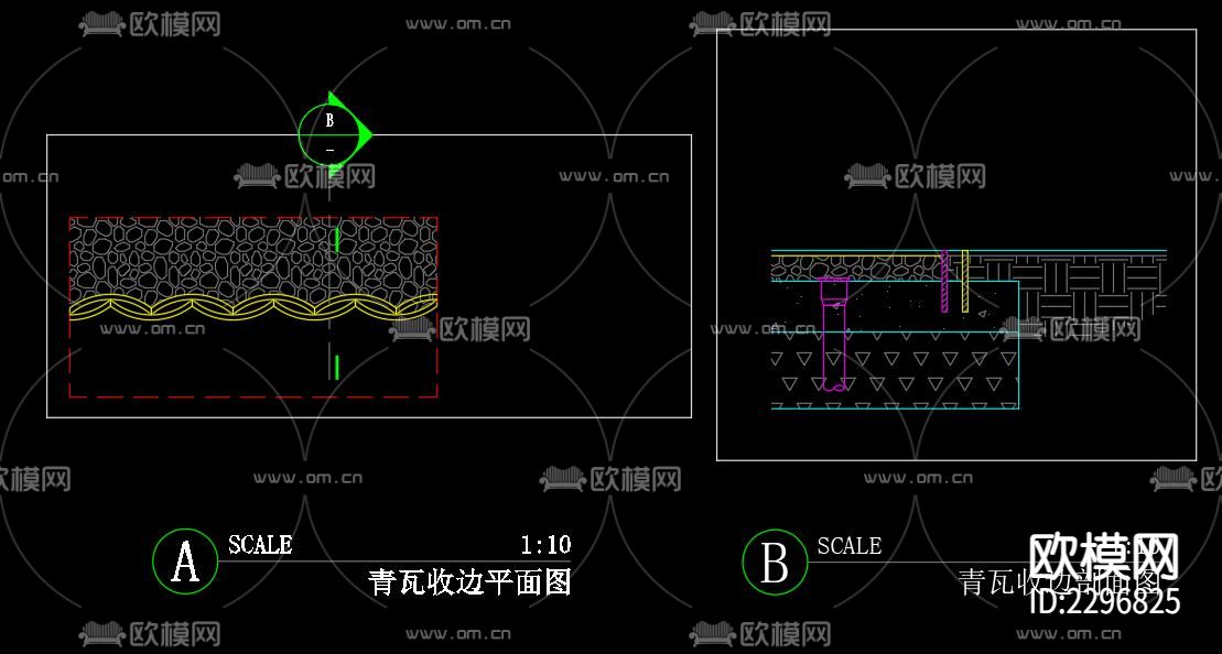 日式文化景墙cad大样图下载（渲染图5）