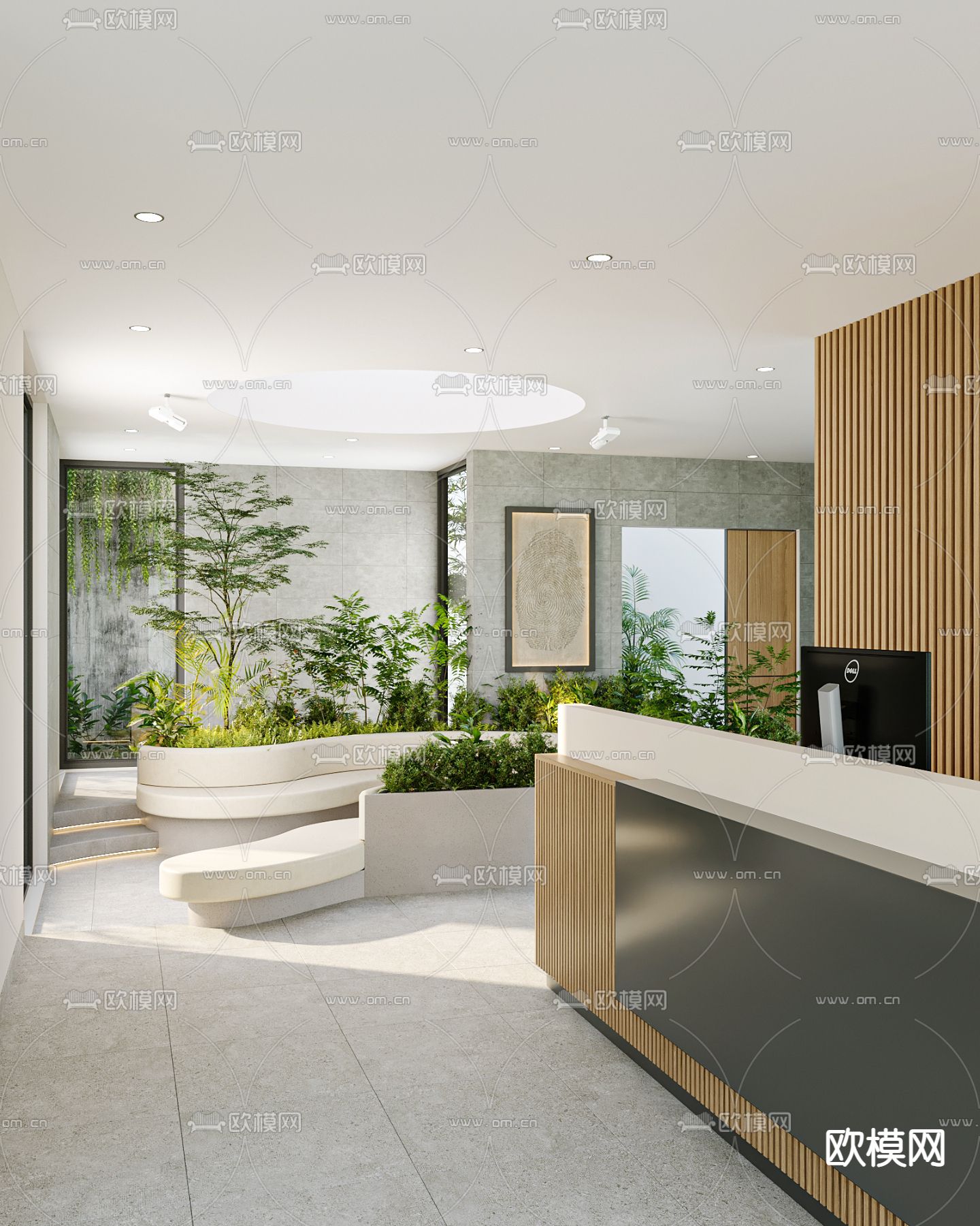 现代办公弧形景观椅 休息区3d模型下载（渲染图3）