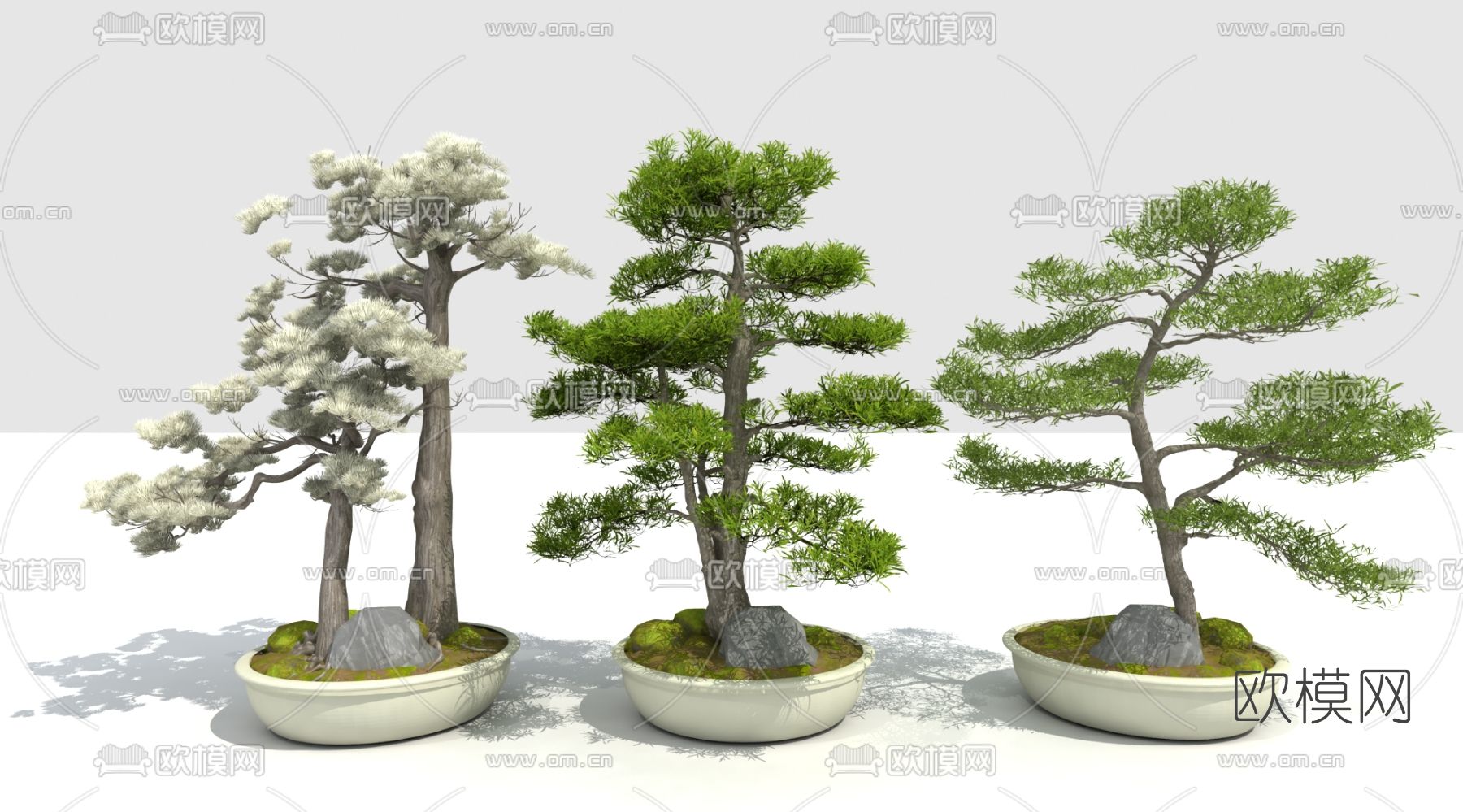 新中式松树盆栽 盆景3d模型下载_ID12135668_3dmax免费模型-欧模网