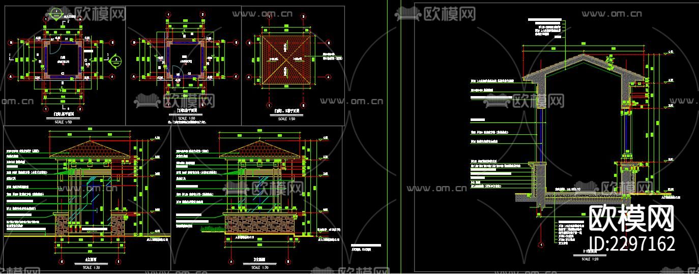 新中式景墙入口CAD施工图下载（渲染图1）