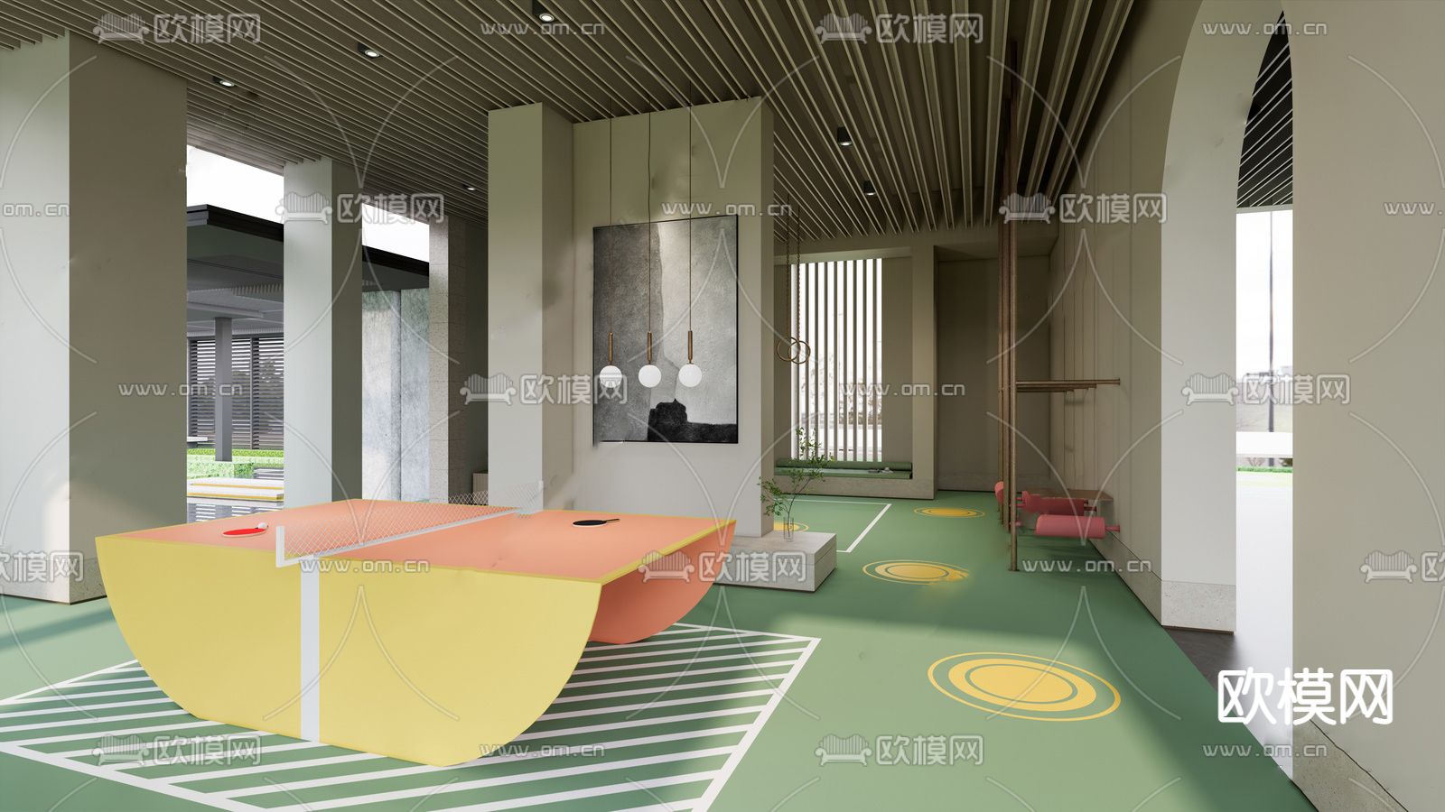 现代小区活动中心su模型
