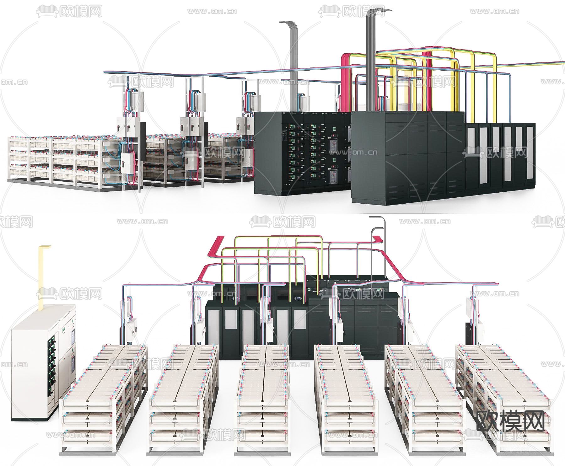 现代机房服务器设备su模型下载（渲染图1）