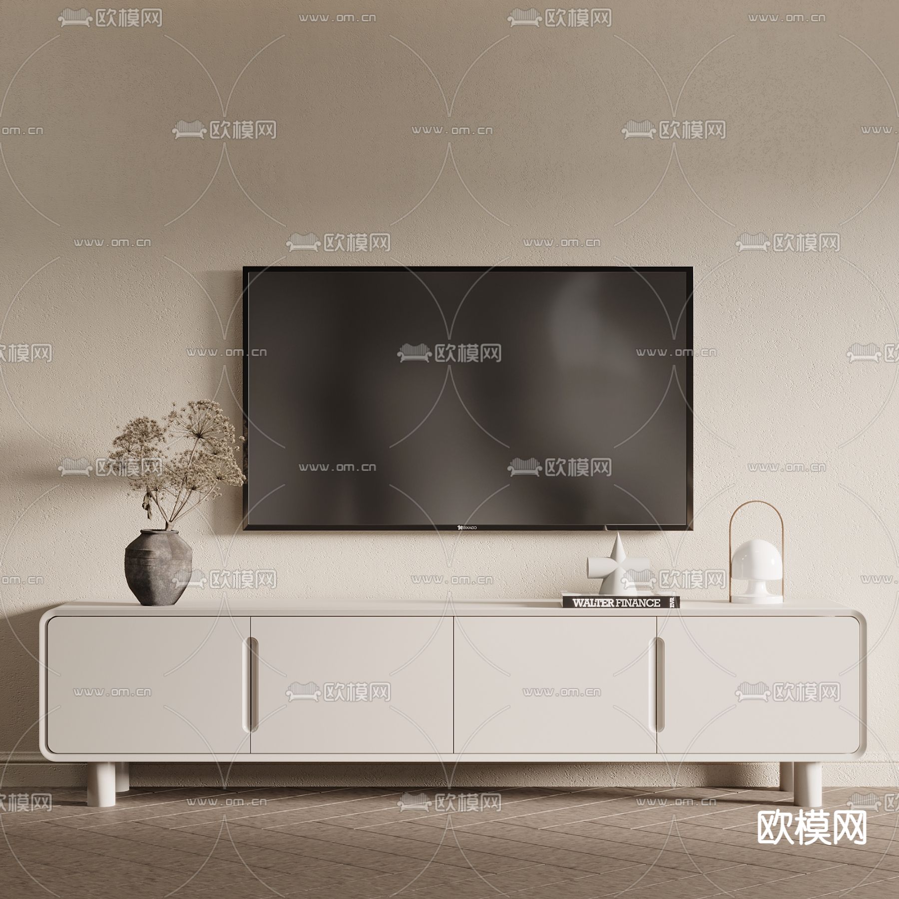 侘寂风电视柜3d模型下载