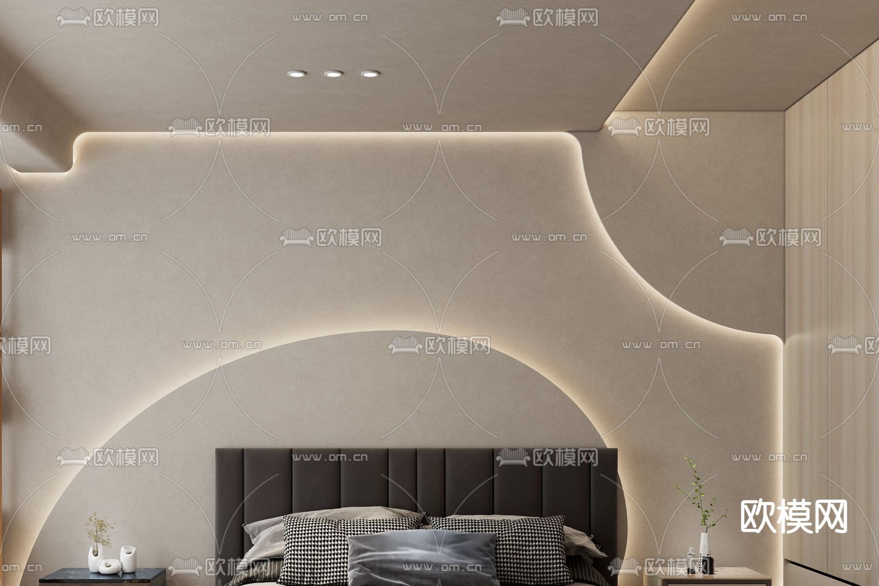 侘寂风卧室 主人房3d模型