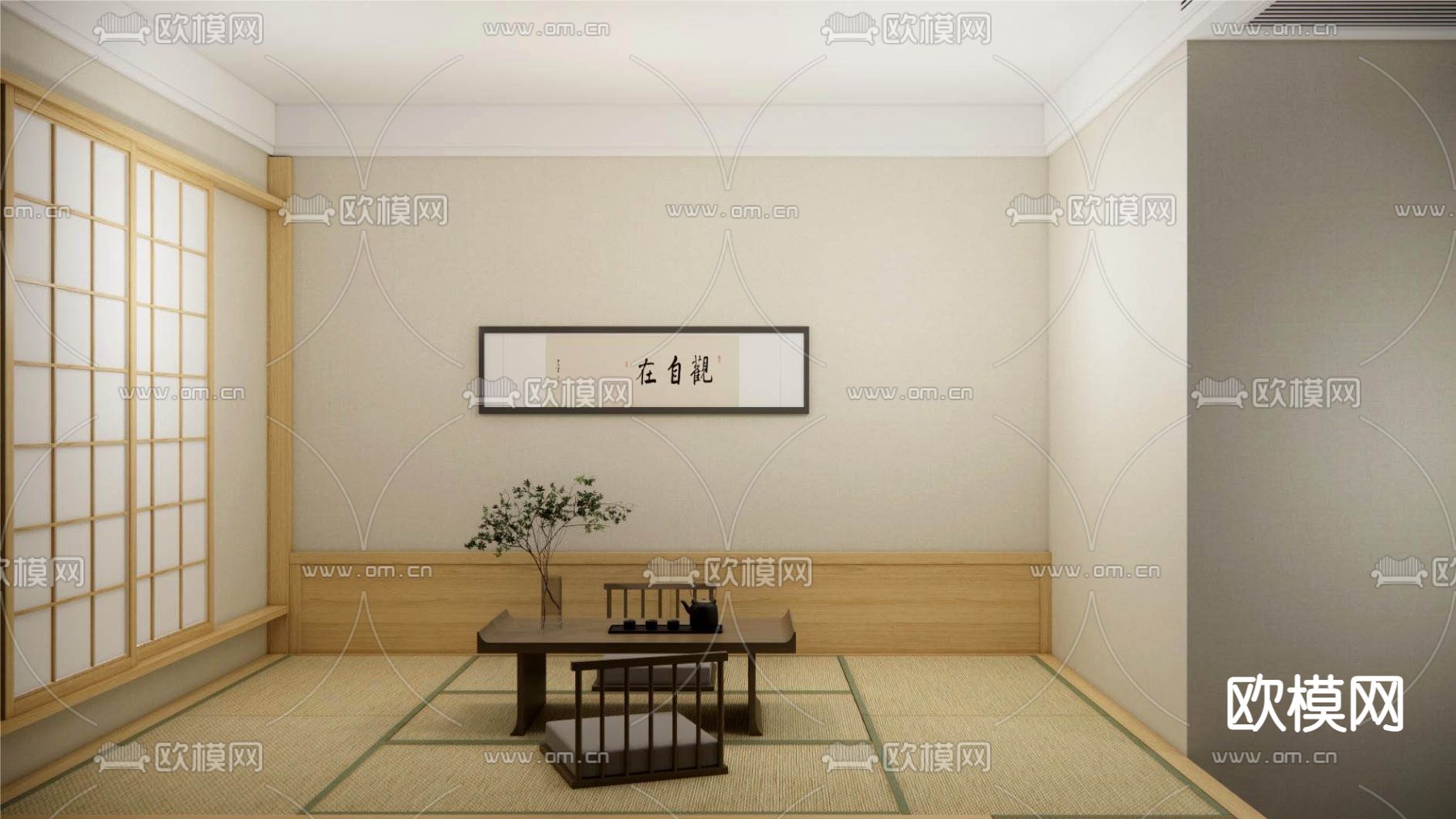 日式茶室su模型下载（渲染图1）