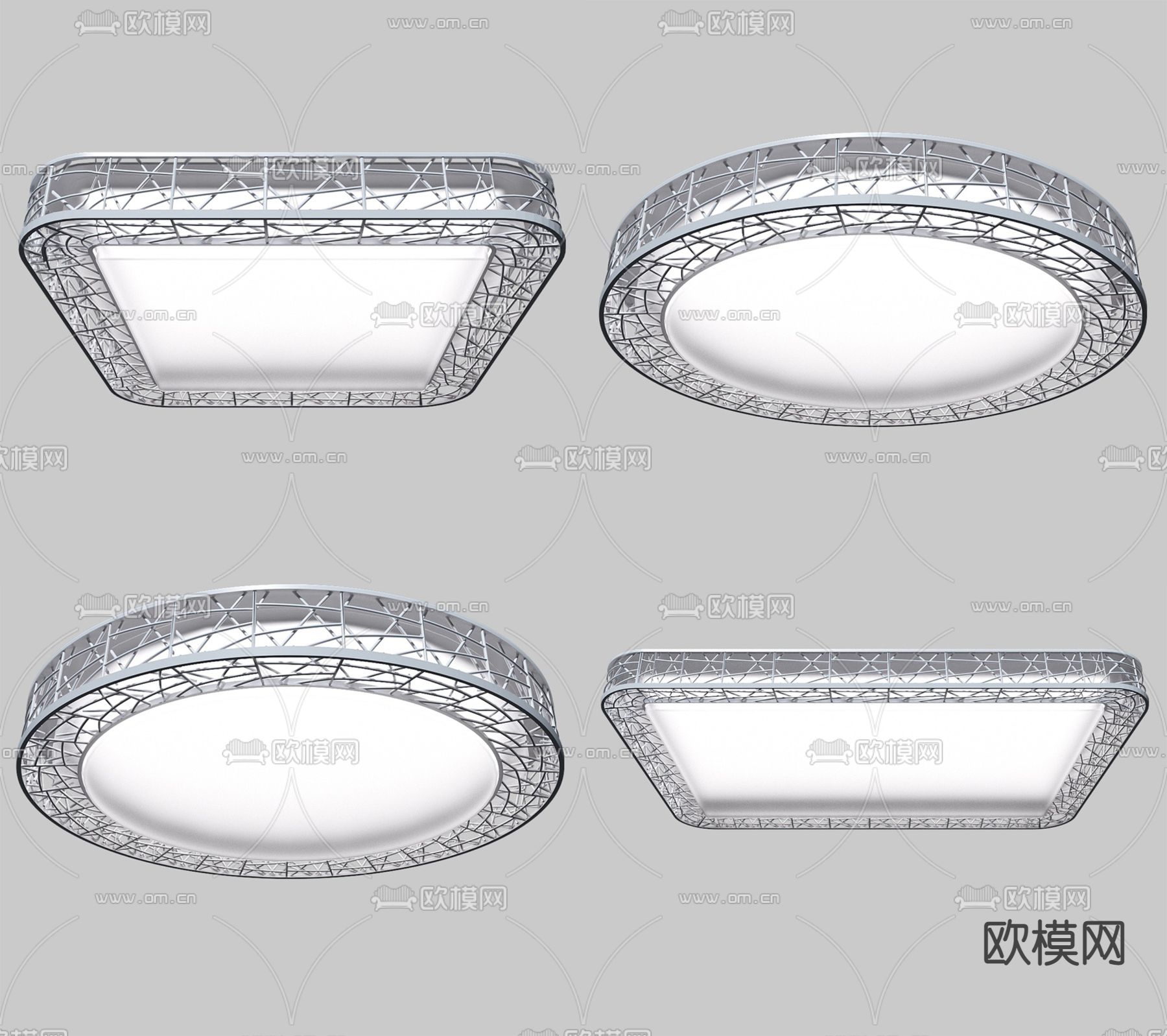现代简约圆形LED吸顶灯su模型下载（渲染图1）