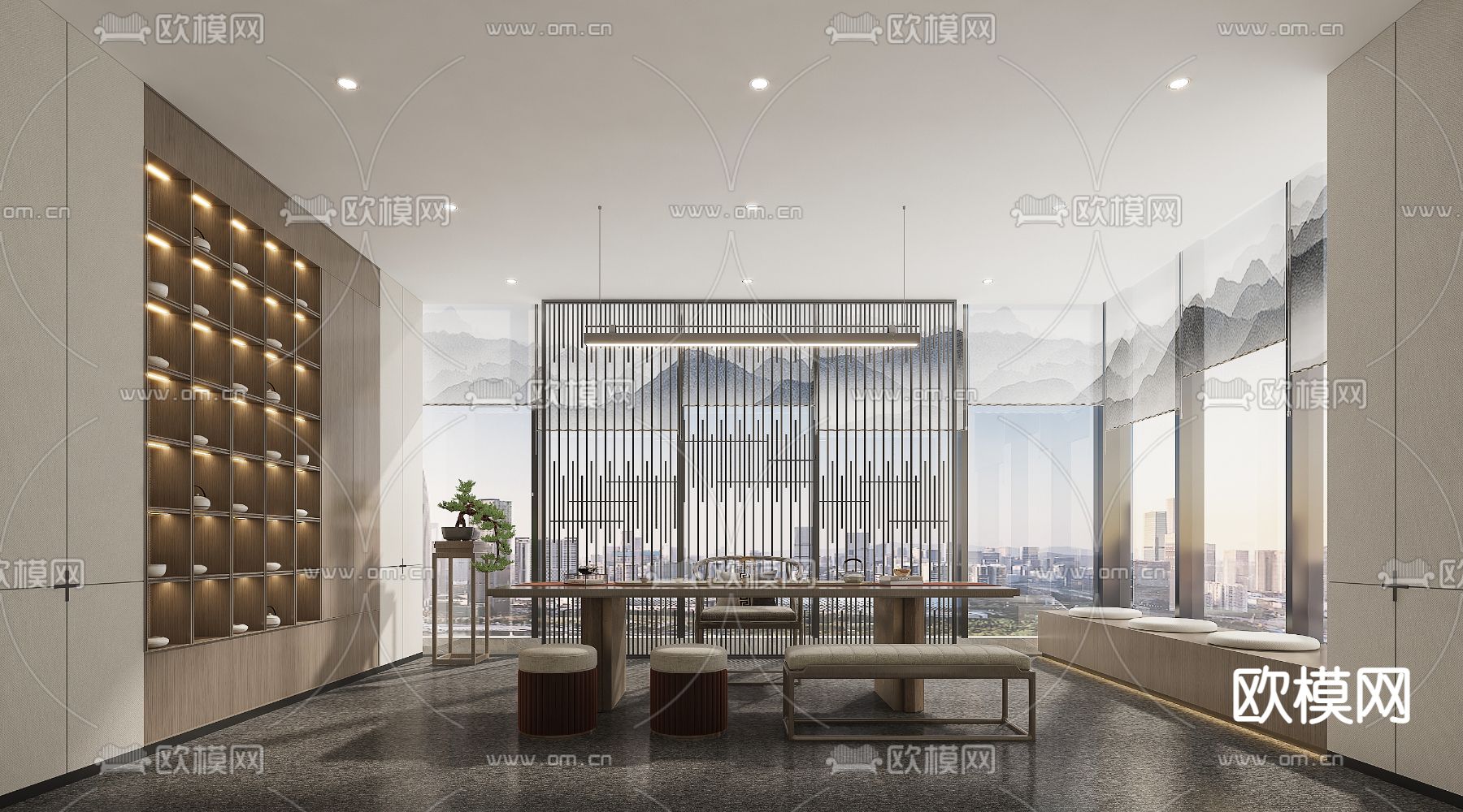 现代轻奢茶室3d模型下载_ID12136226_3dmax免费模型-欧模网