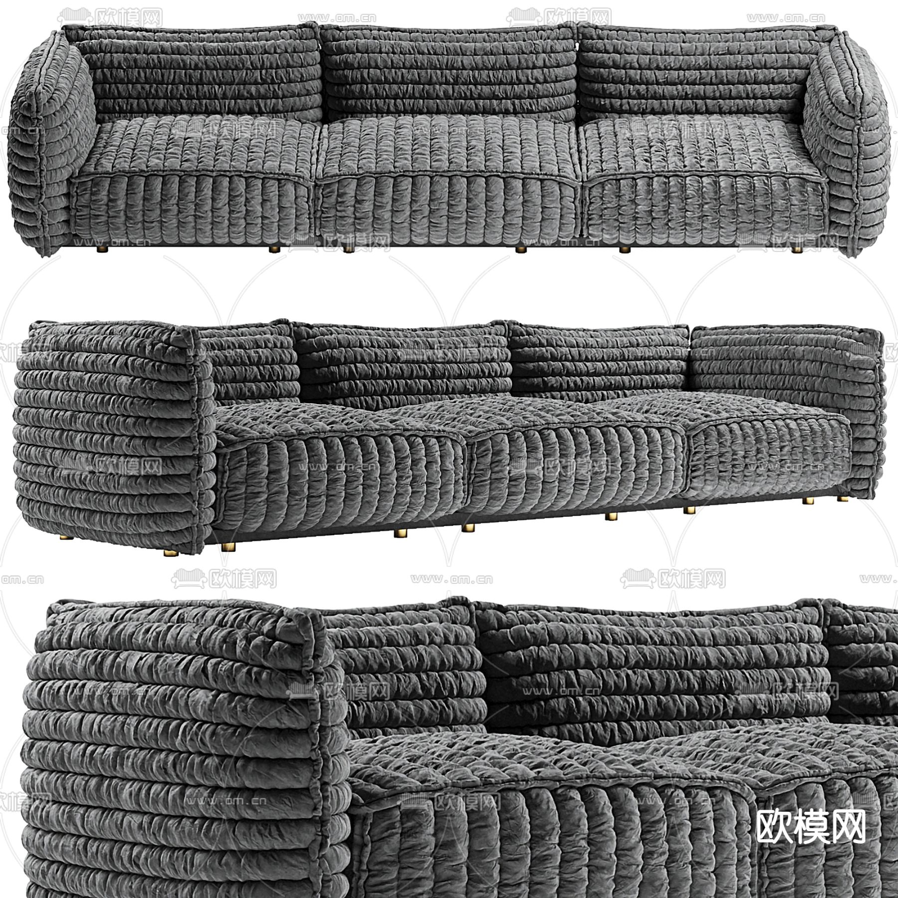 Moroso 现代软体沙发 三人沙发3d模型下载（渲染图1）