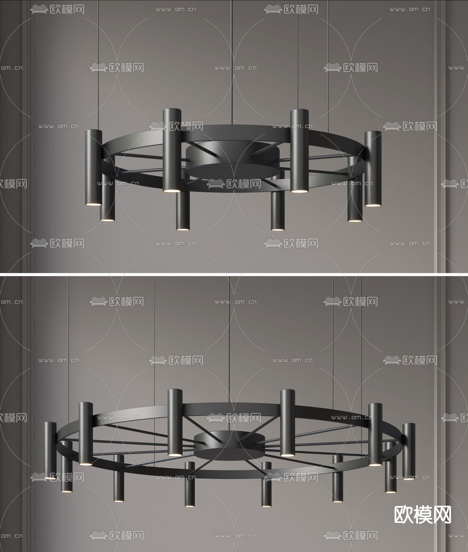 现代多头圆形吊灯3d模型下载_ID12135407_3dmax免费模型-欧模网