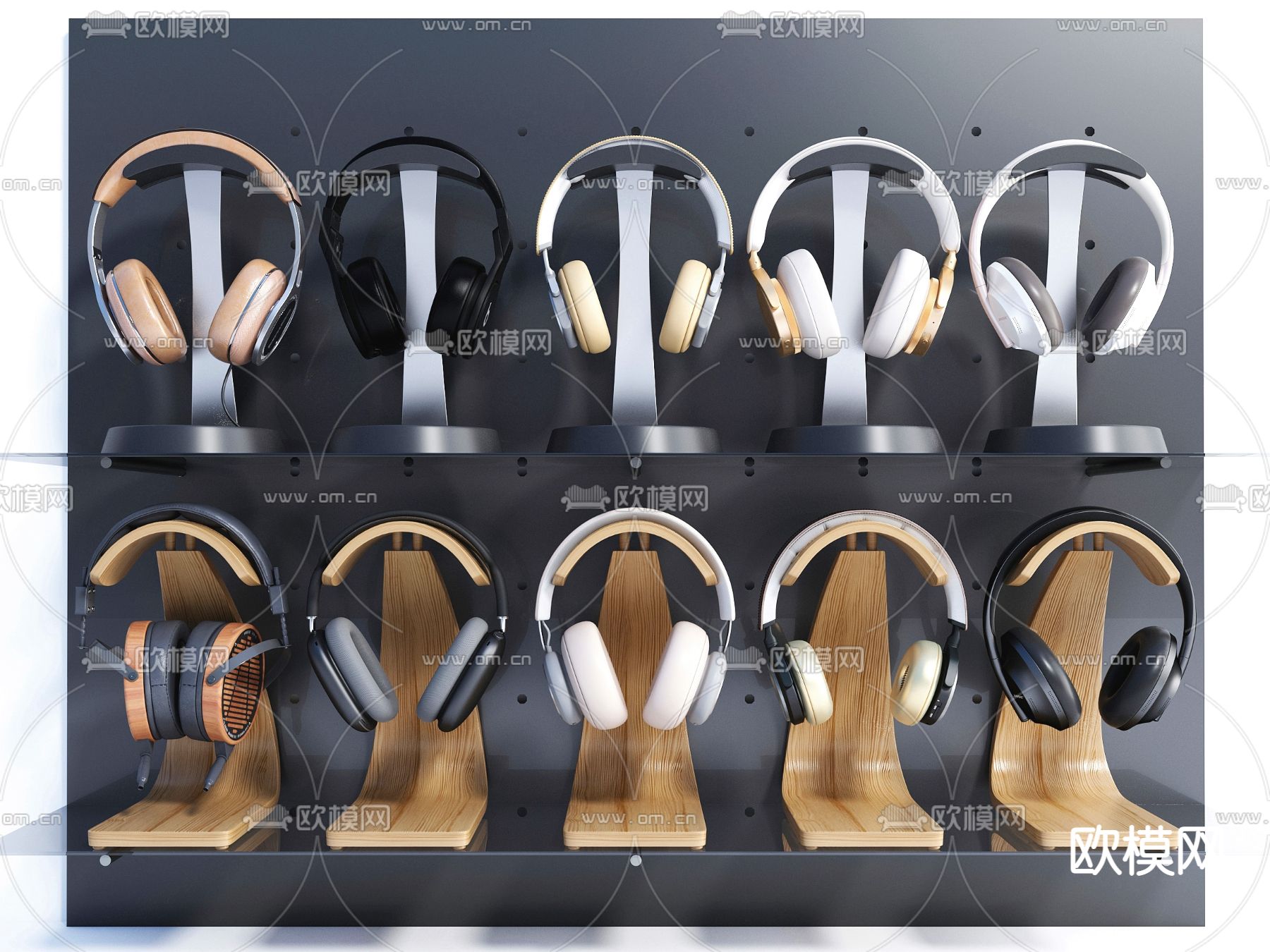头戴式耳机 耳机展架3d模型下载