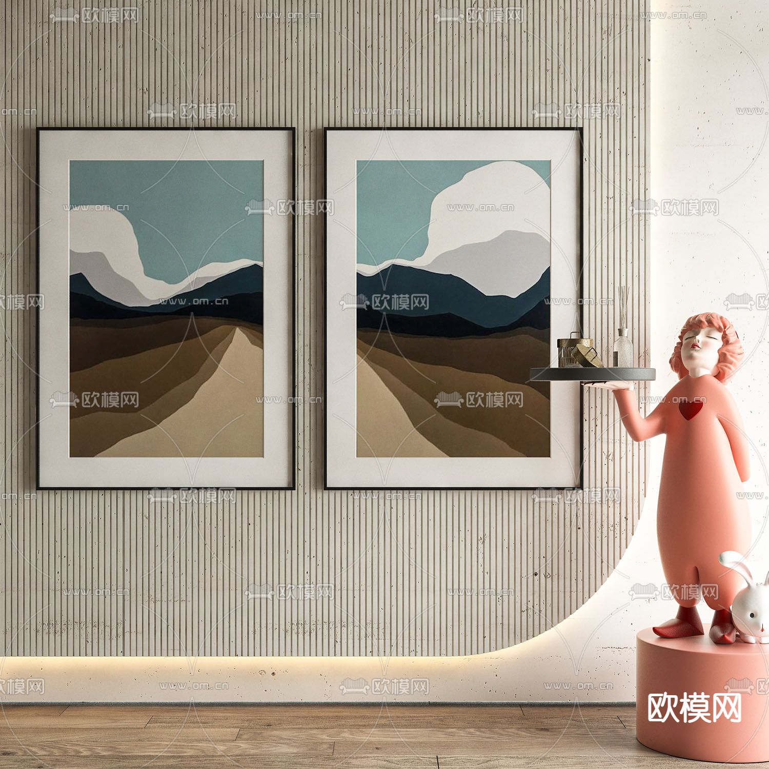 现代装饰挂画su模型下载（渲染图1）