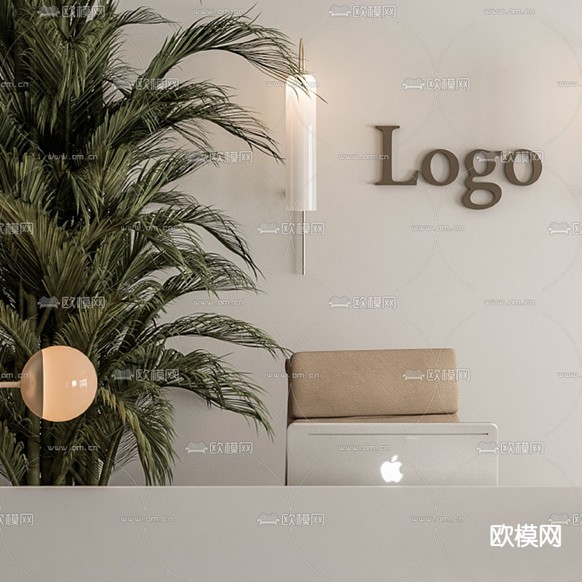 现代前台 接待台3d模型下载(渲染图2)