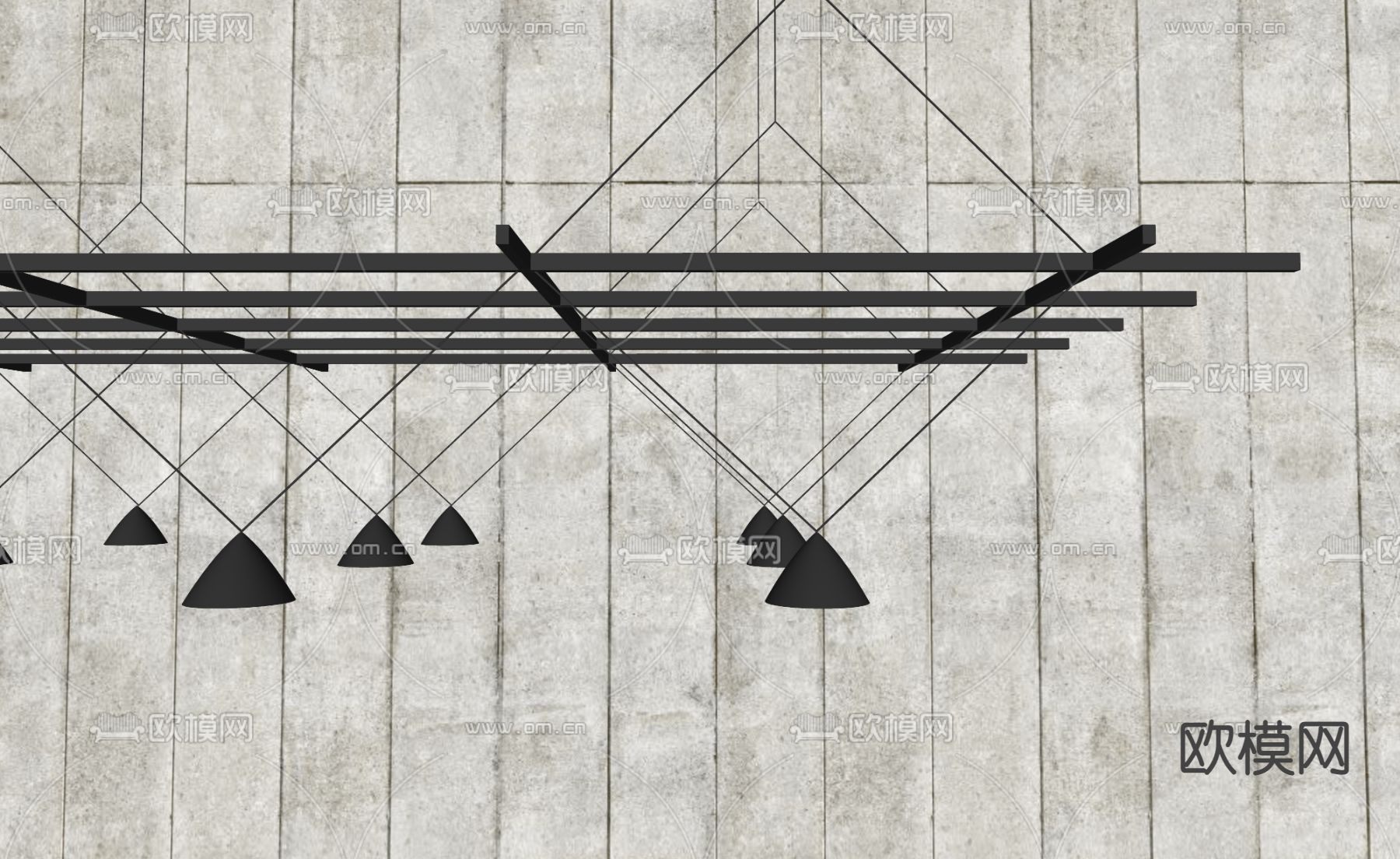 工业吊灯su模型下载（渲染图2）