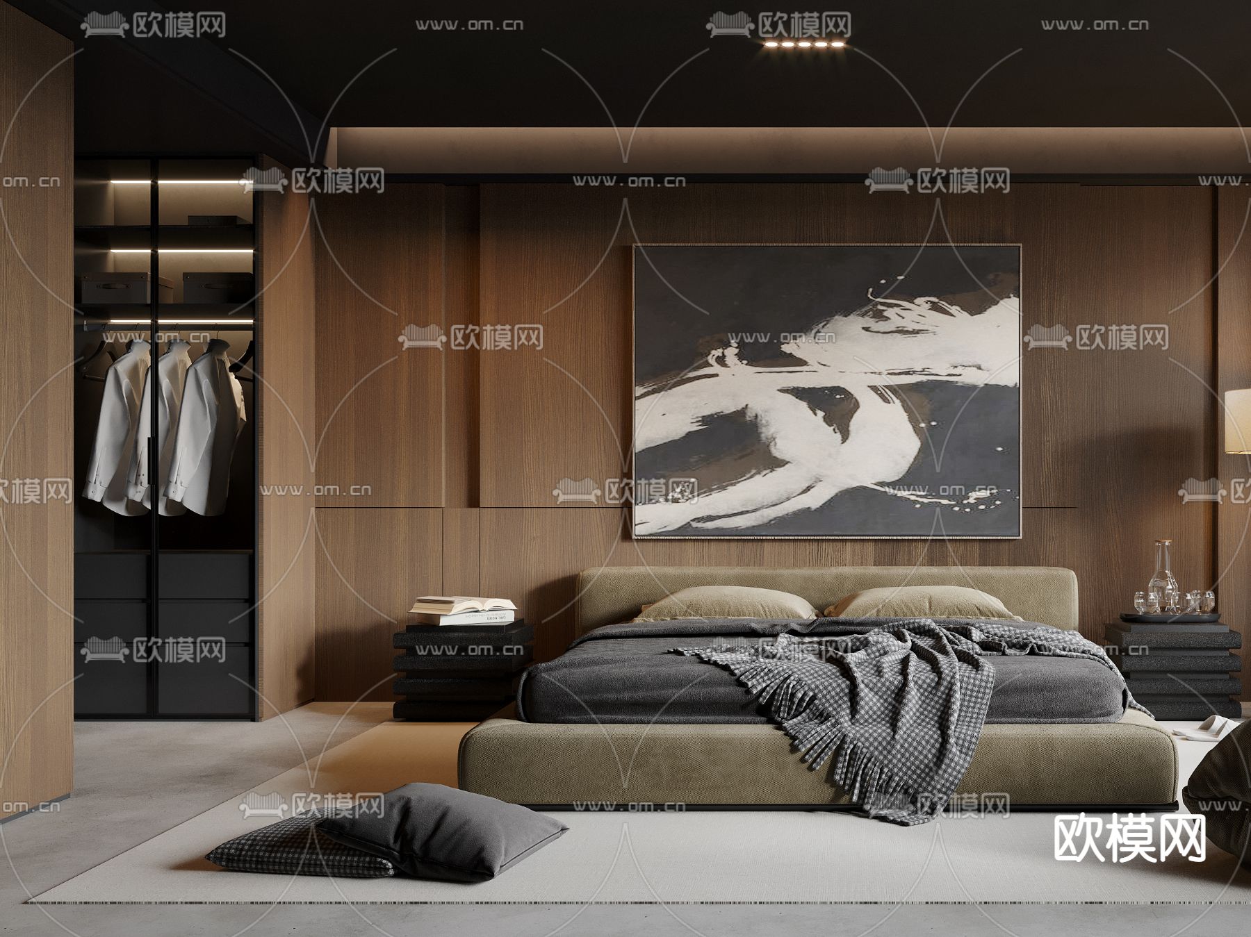 现代卧室 主卧 主人房3d模型
