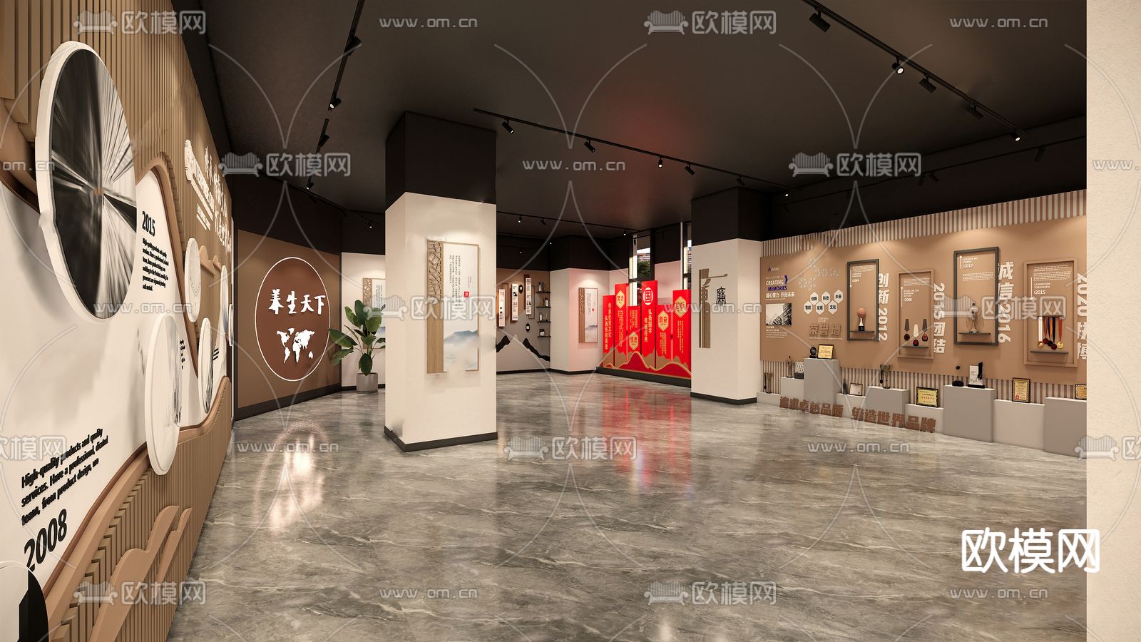 现代党建展厅su模型下载（渲染图3）