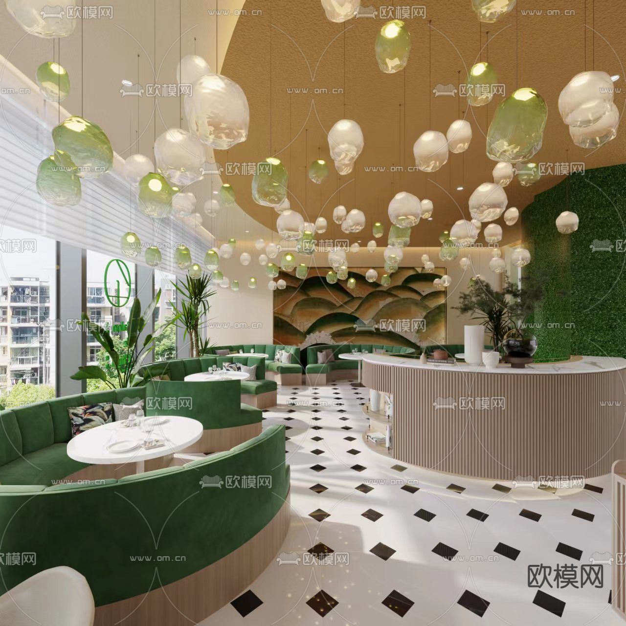 现代网红餐厅3d模型下载（渲染图3）
