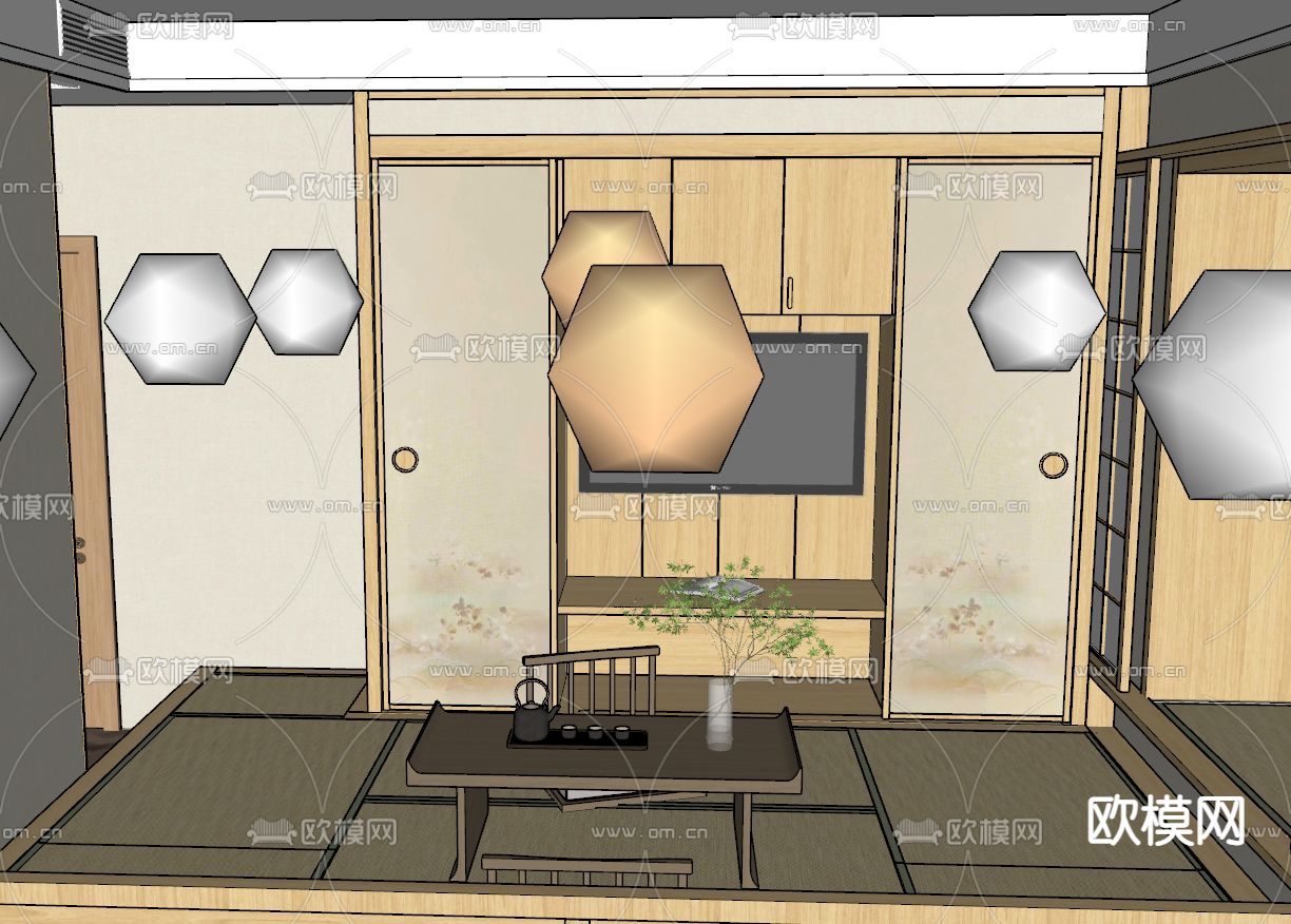 日式茶室su模型下载（渲染图4）