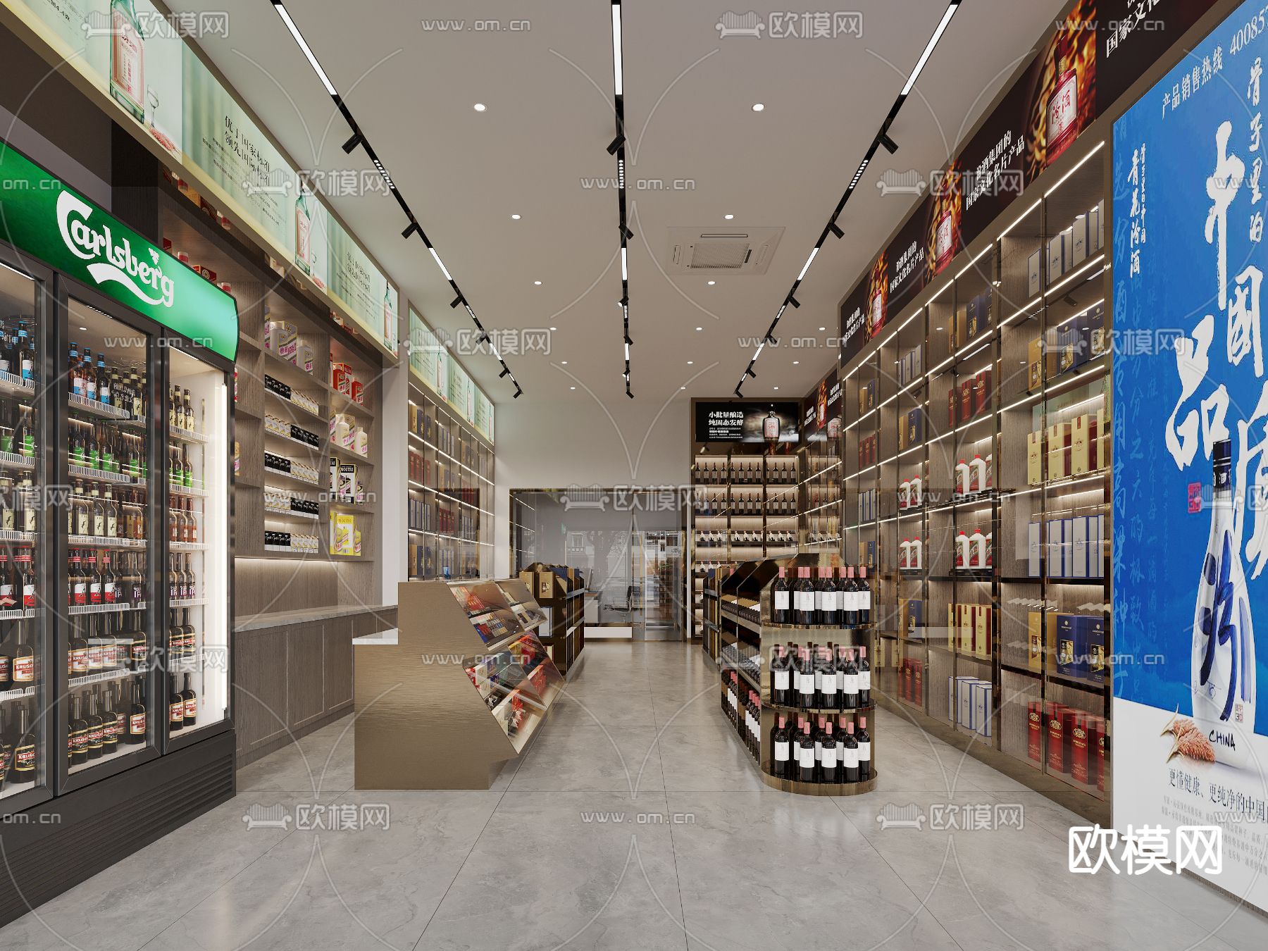 现代烟酒店3d模型下载（渲染图2）