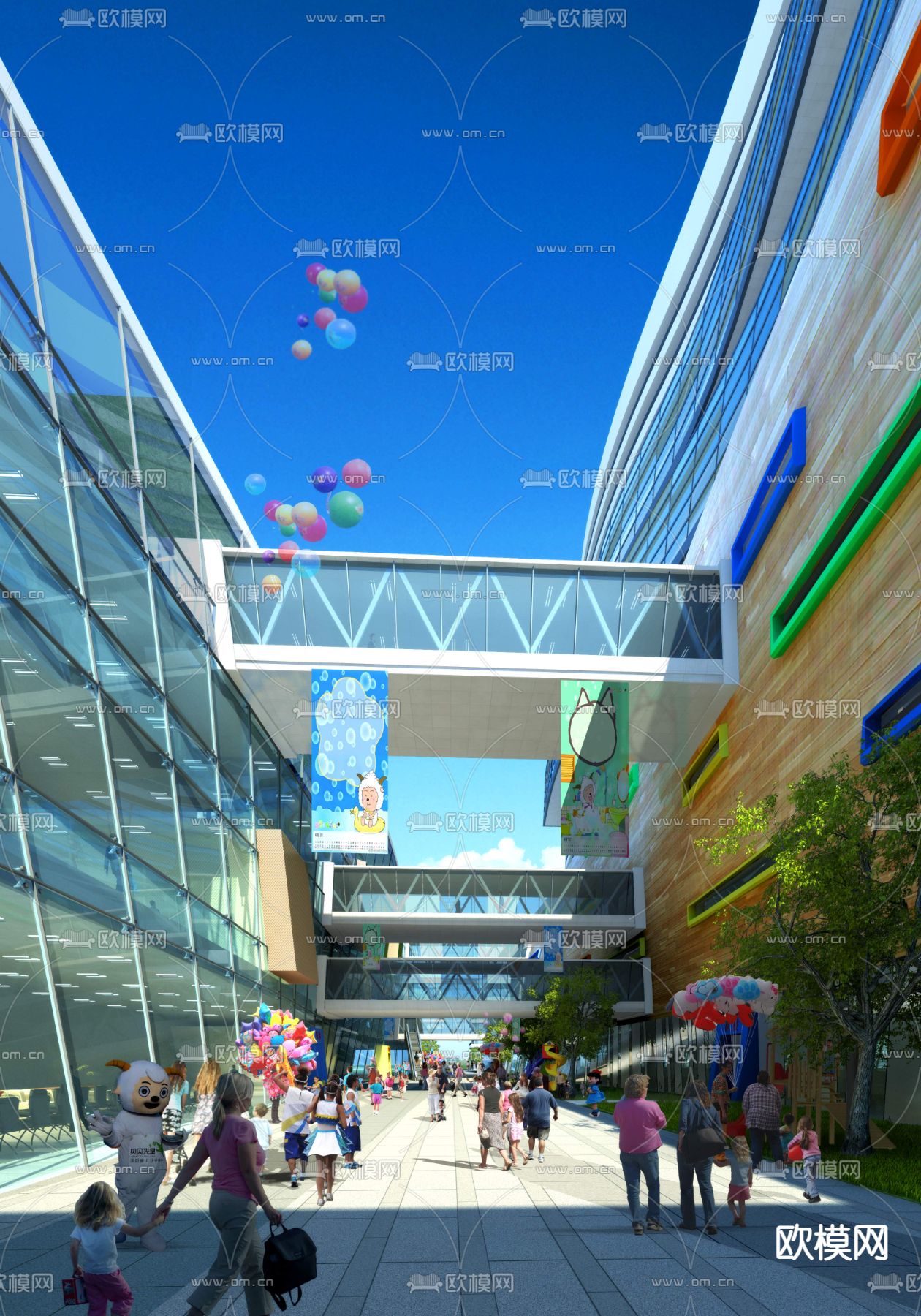 现代商业楼中庭psd下载